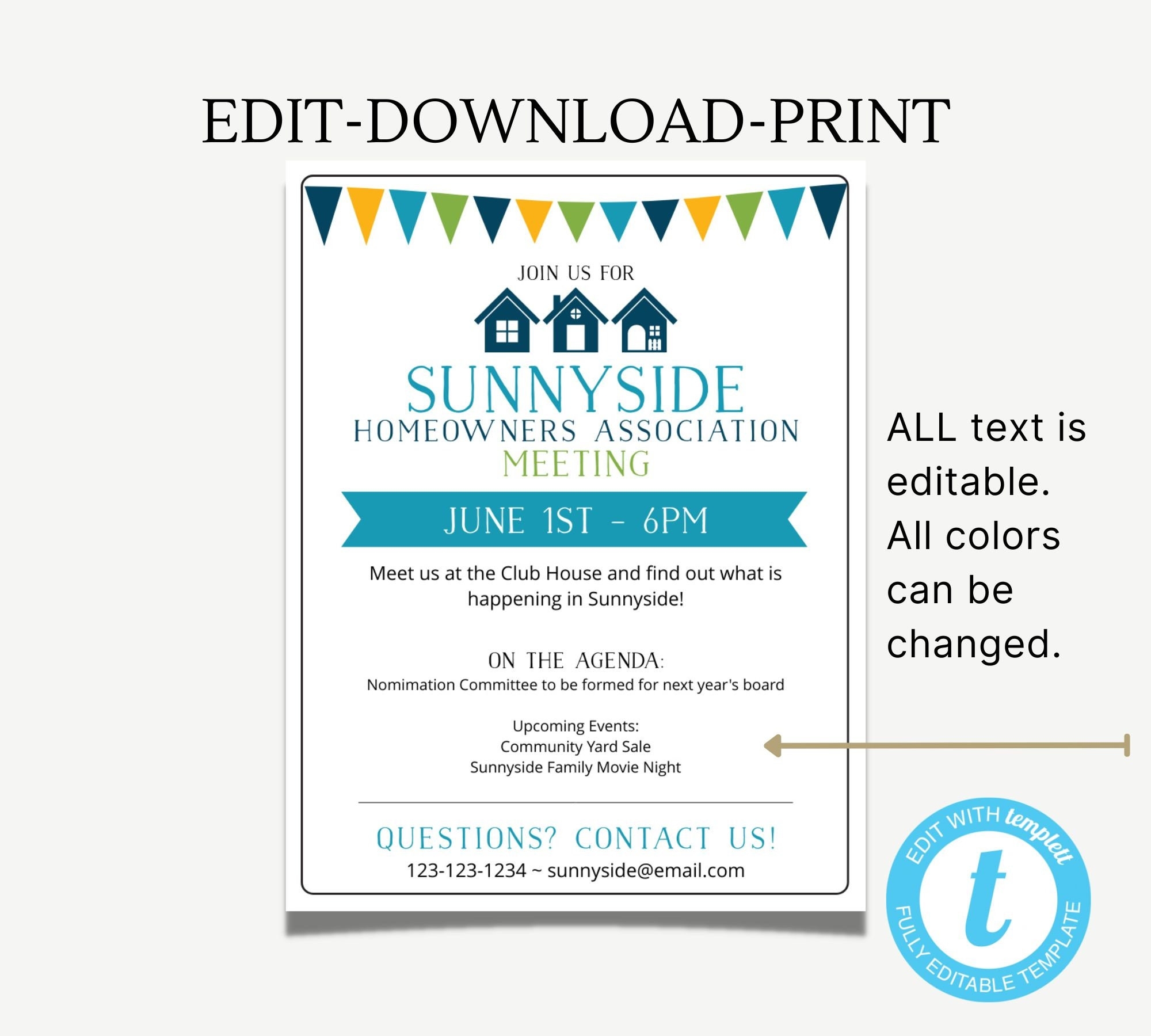 HOA Meeting Announcement Flyer Template Homeowners Association 