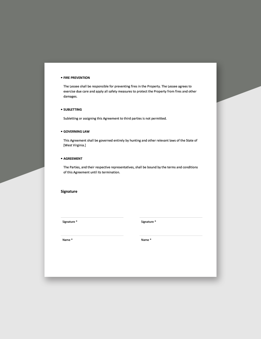 Hunting Lease Agreement Template In Word Pages Google Docs Download Template