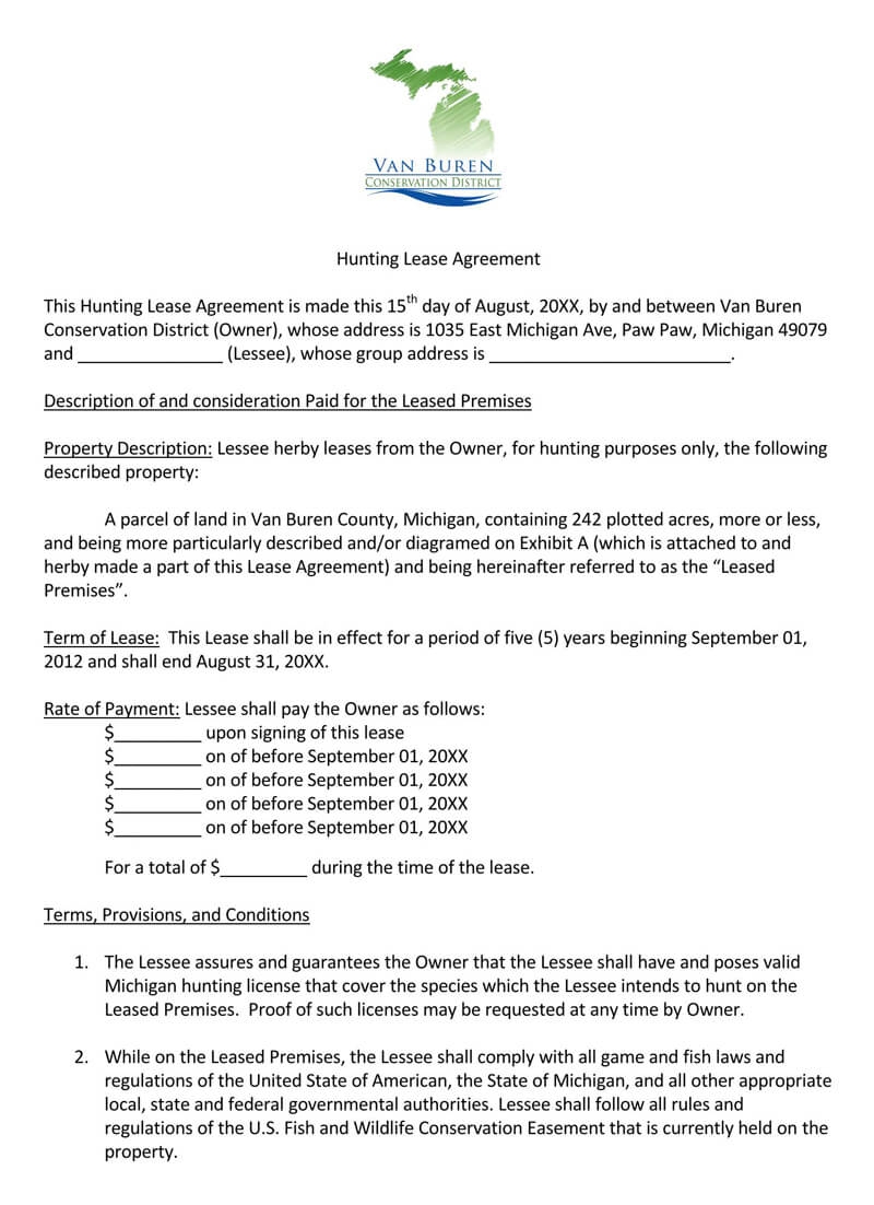 Hunting Lease Agreement Templates US Basics Laws