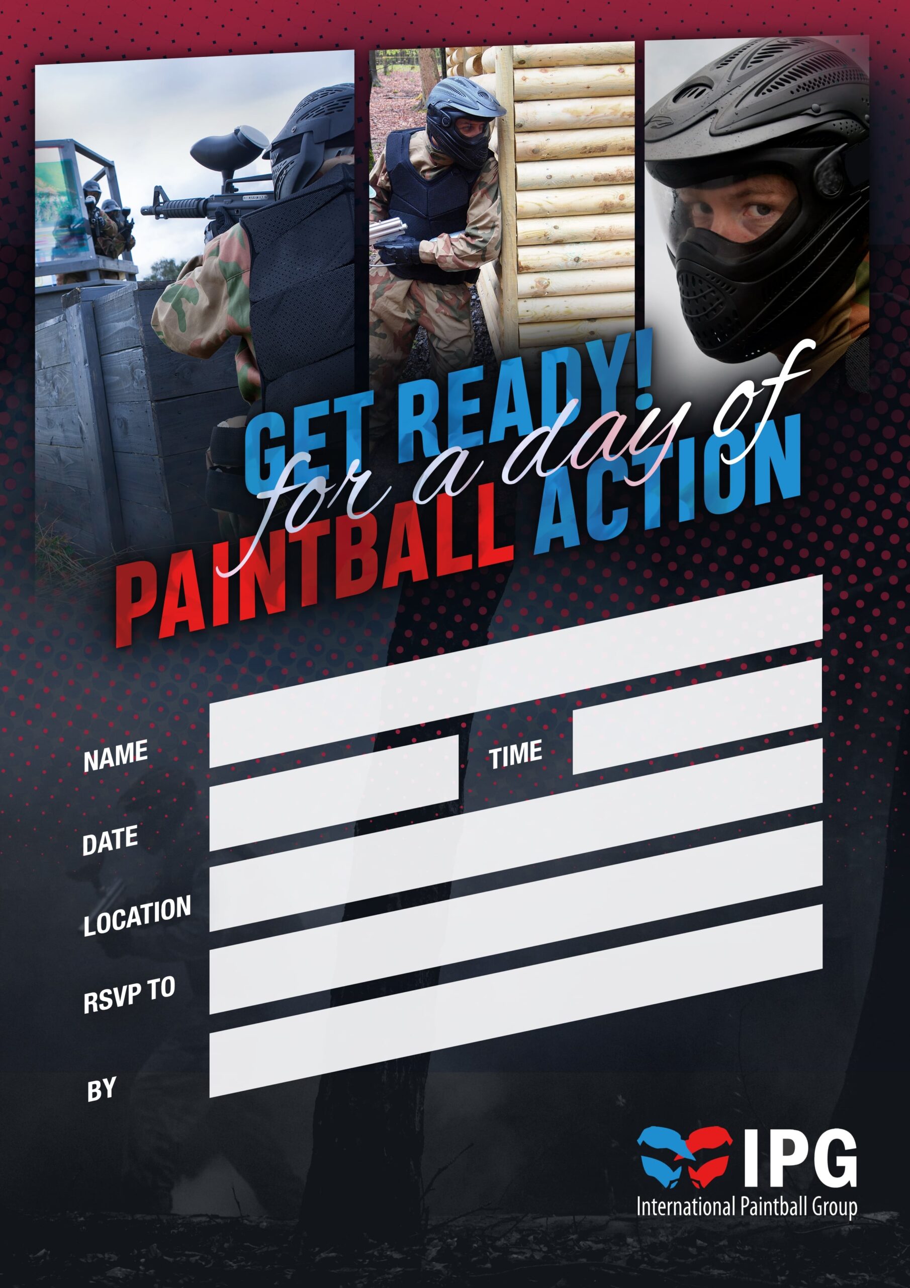 International Paintball Group Free Birthday Party Invitations