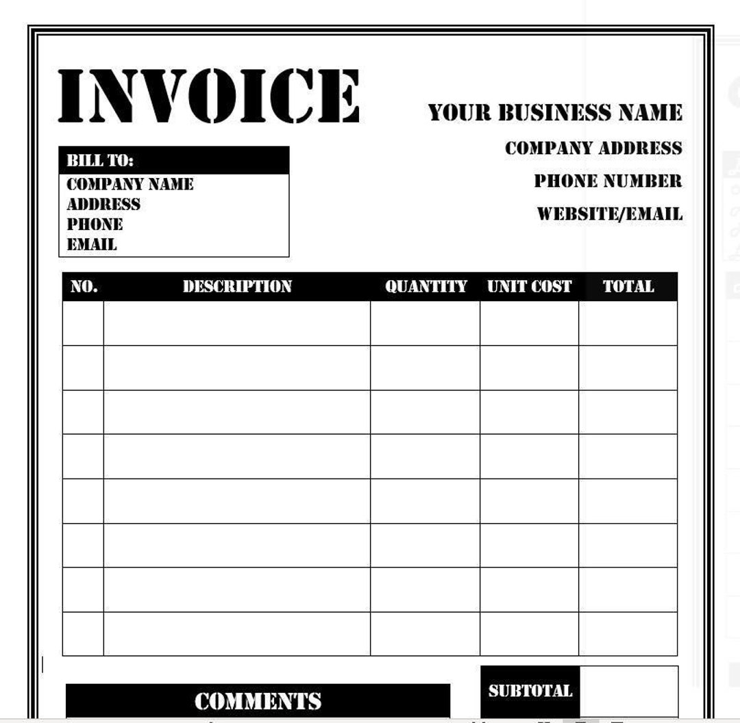Free Printable Invoice Template Microsoft Word
