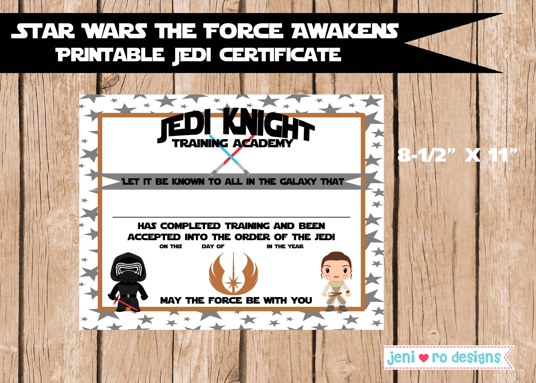 Jedi Training Certificate Printable