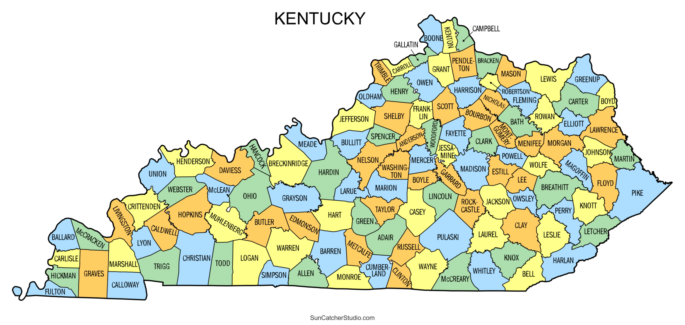 Printable Map Of Kentucky Counties