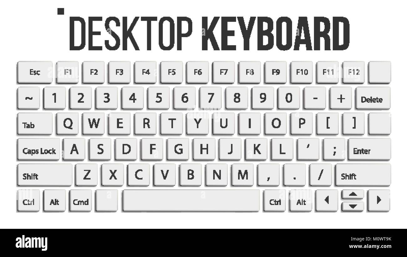 Keyboard Isolated Vector Layout Template Classic Keyboard White Buttons Computer Desktop Electronic Device Isolated On White Realistic Illustration Stock Vector Image Art Alamy
