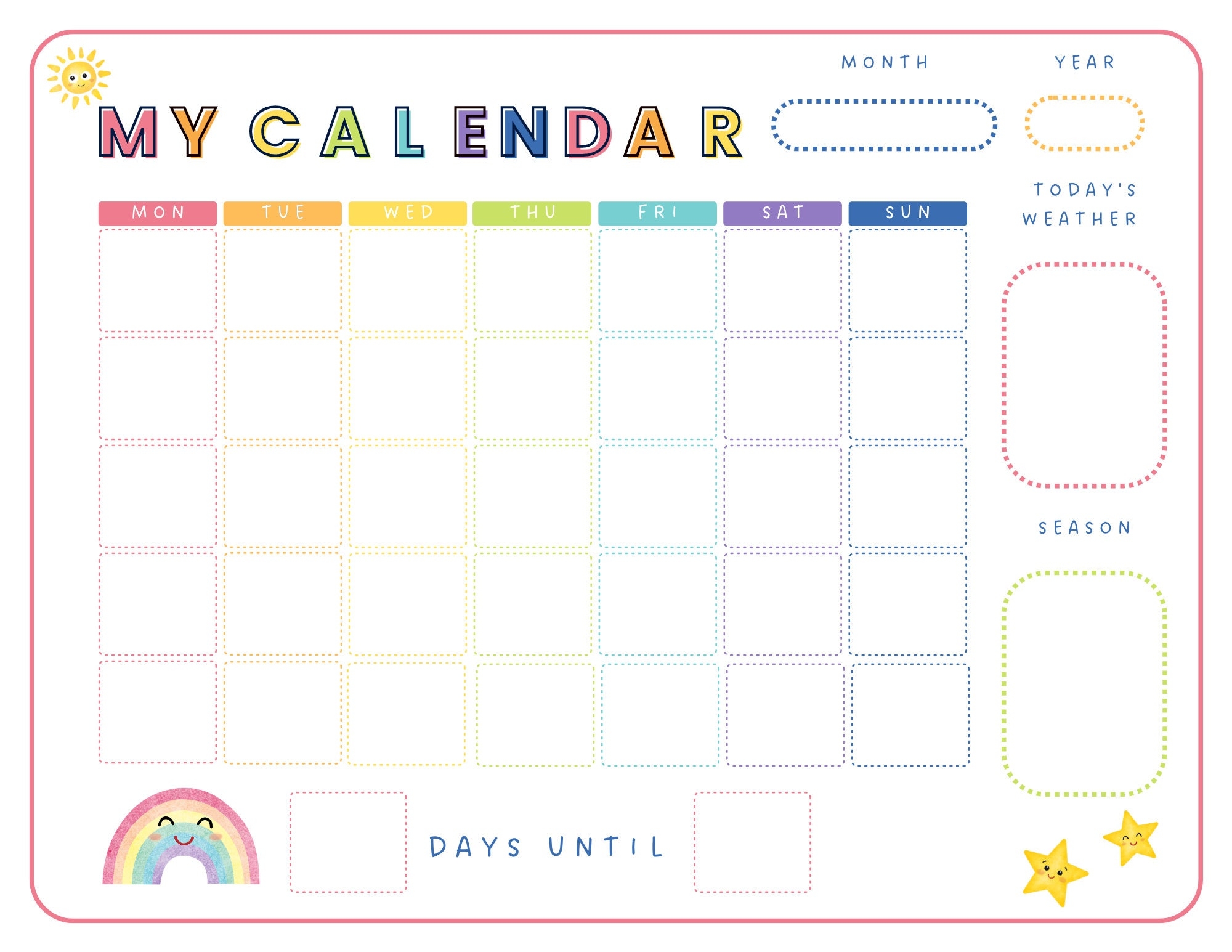 Kids Daily Calendar Perpetual Kids Calendar Child Calendar Printable Calendar Kids Montessori Poster Montessori Calendar Homeschool Etsy