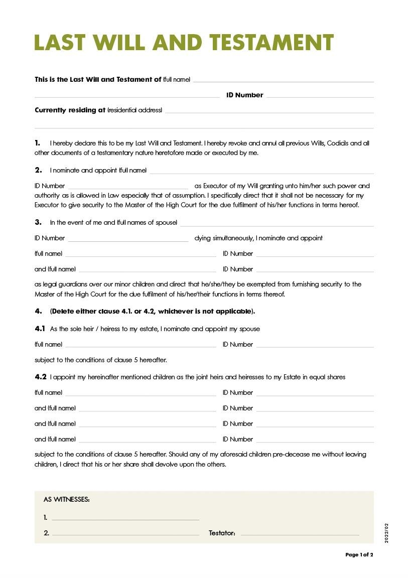 Last Will And Testament Woolworths Group Retirement Fund