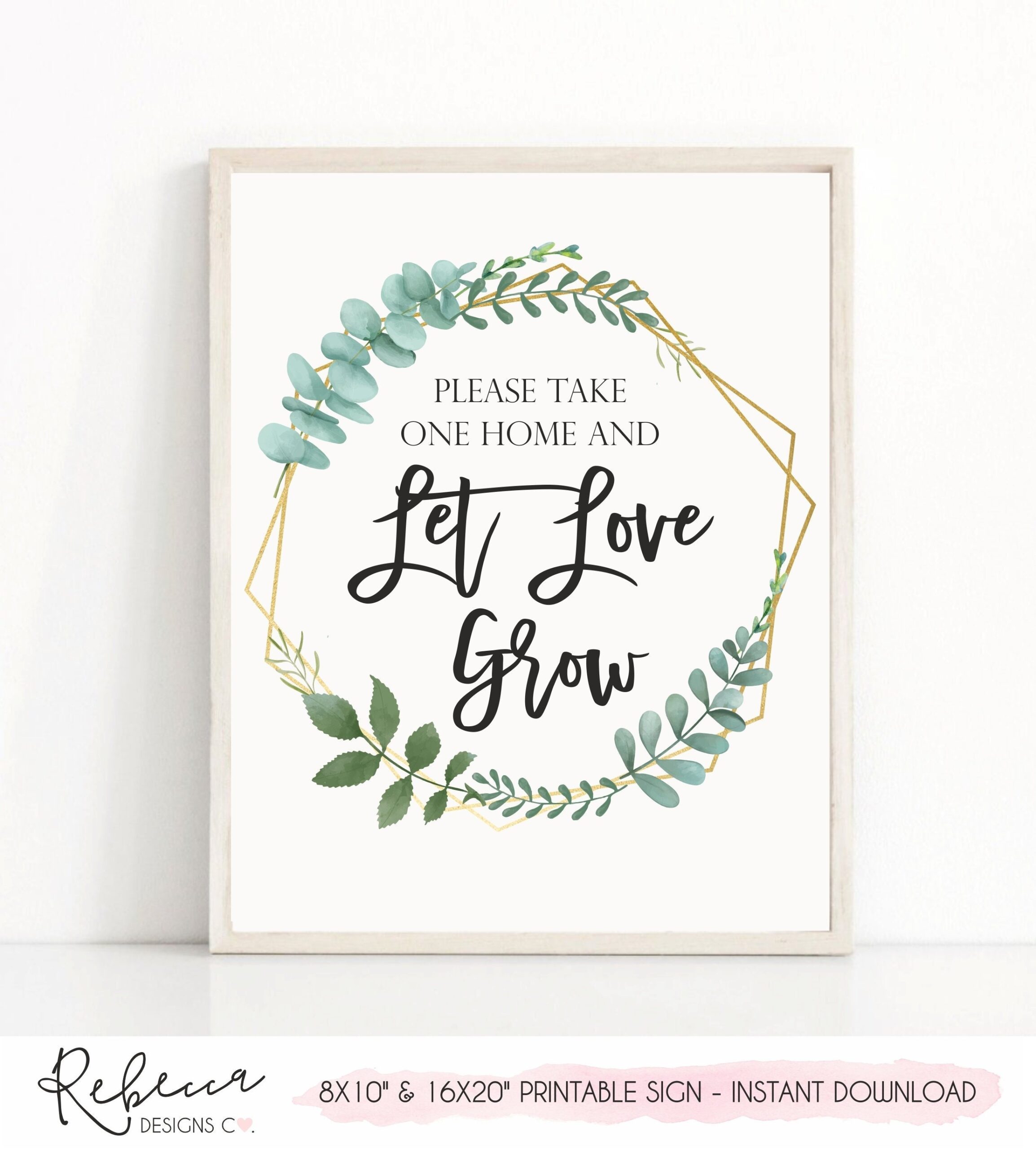 Let Love Grow Sign Printable Succulent Favors Wedding Favors Sign 