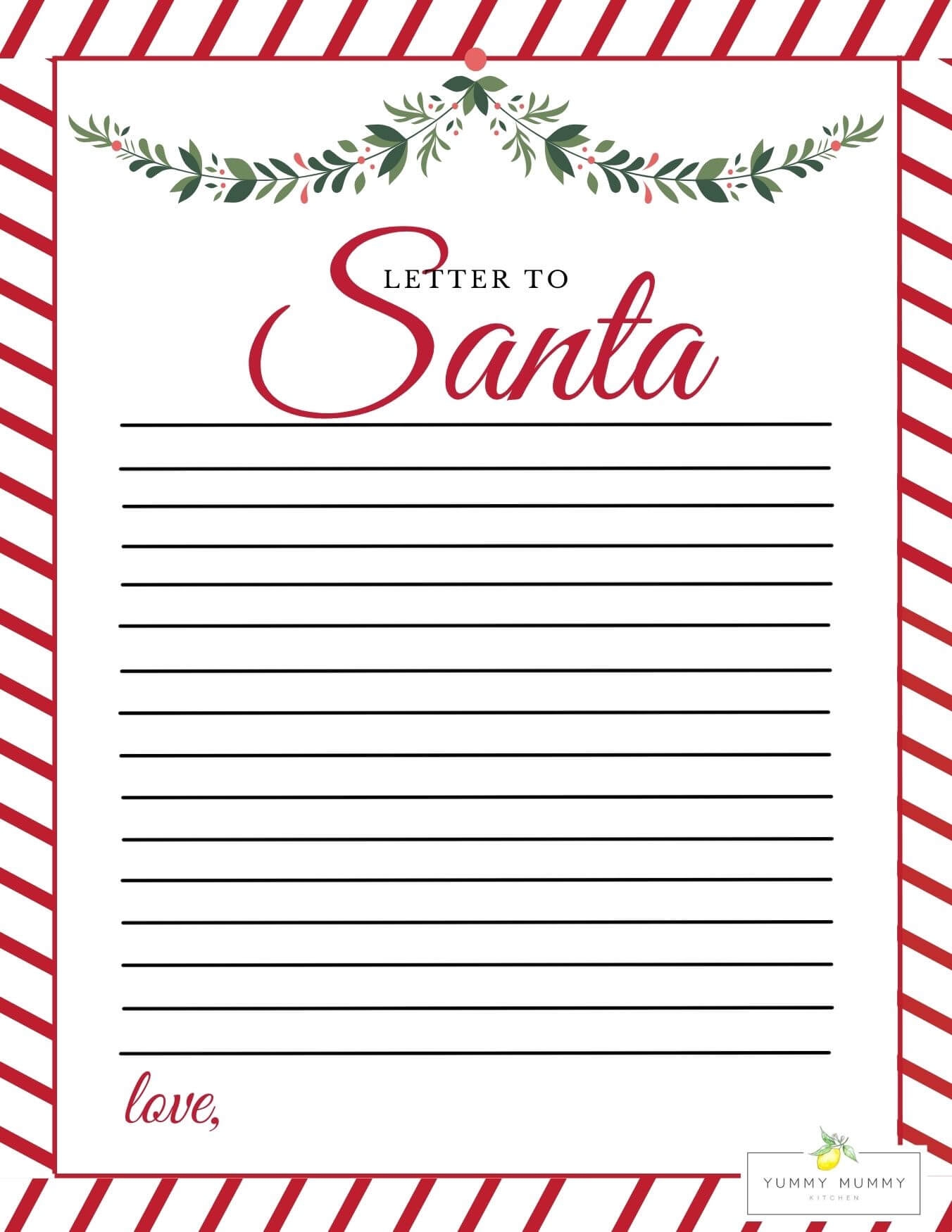 Printable Santa Letter Template Free
