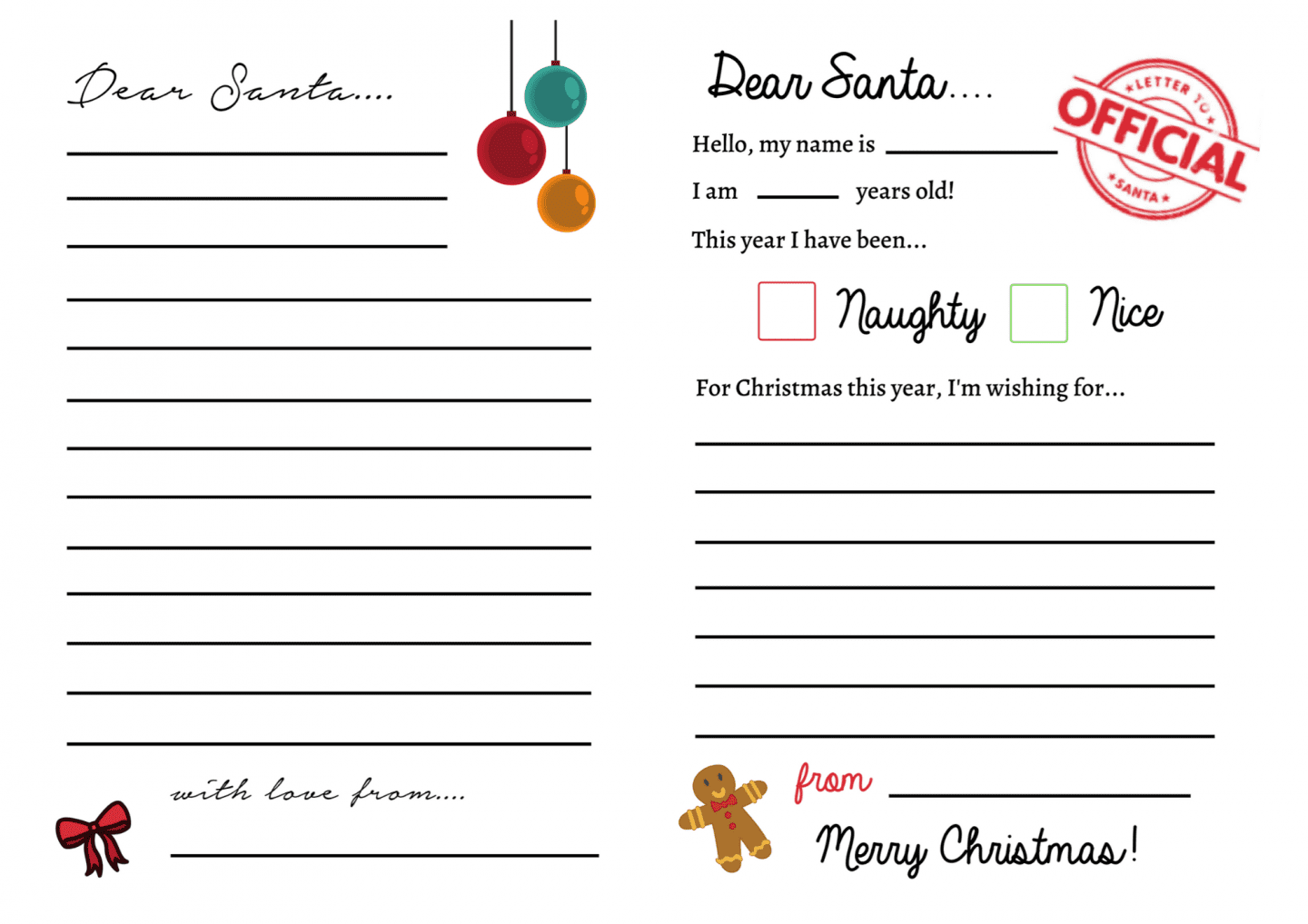 Santa Letter Templates Free Printable
