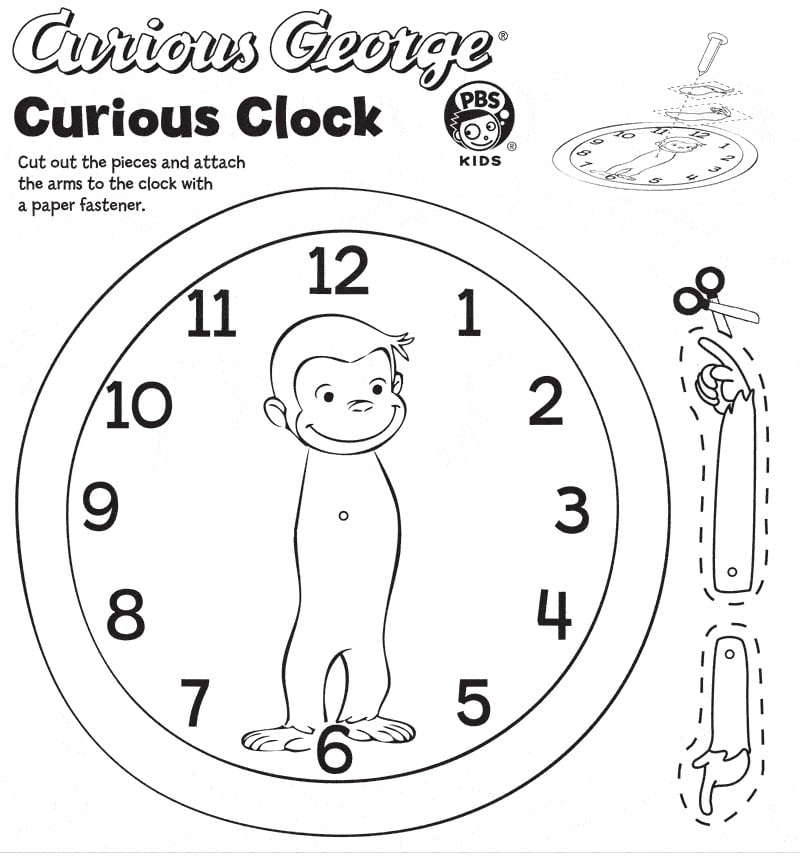 Make A Curious George Clock FREE Printable Jinxy Kids