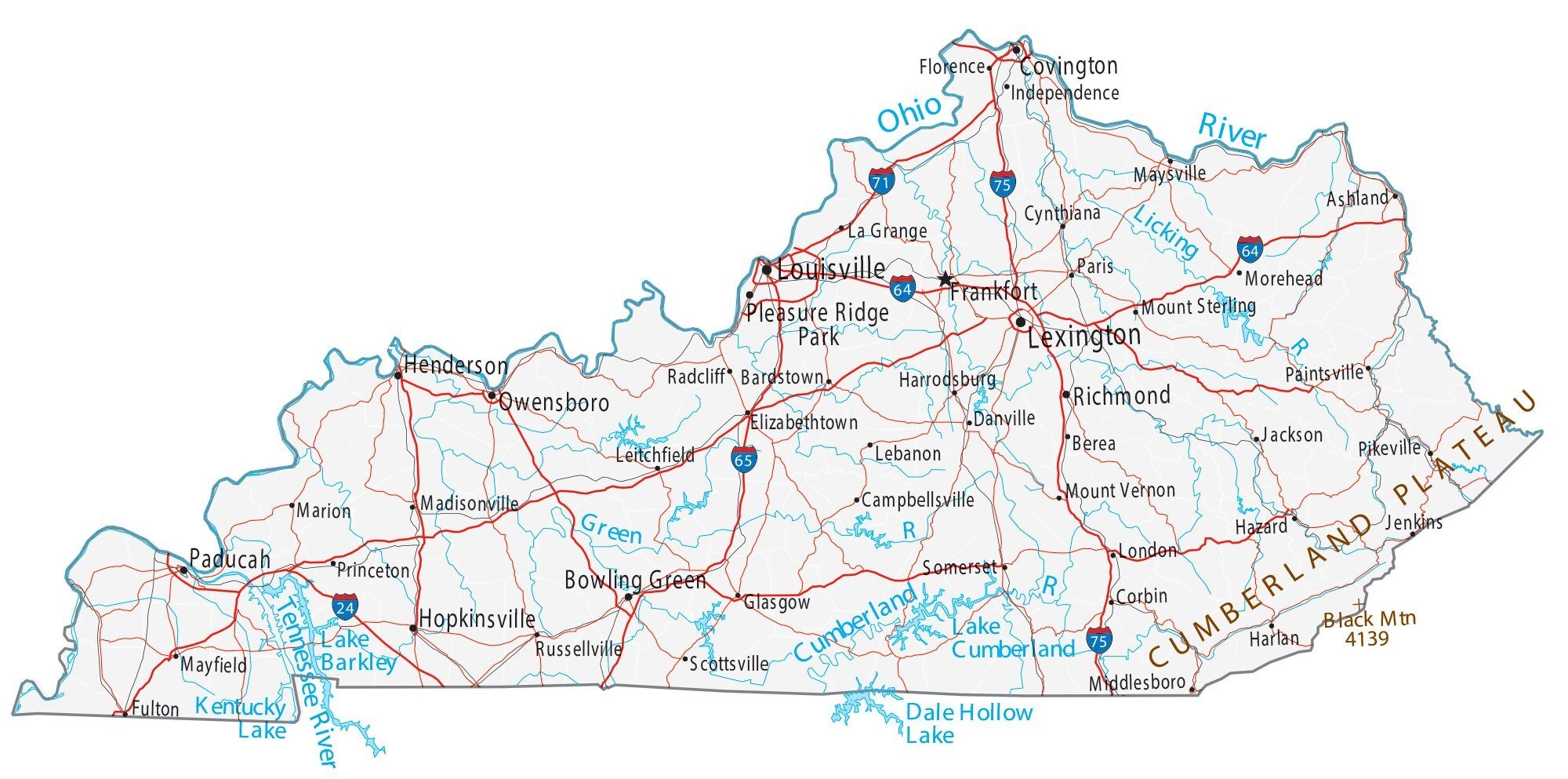 Printable Kentucky Map With Cities