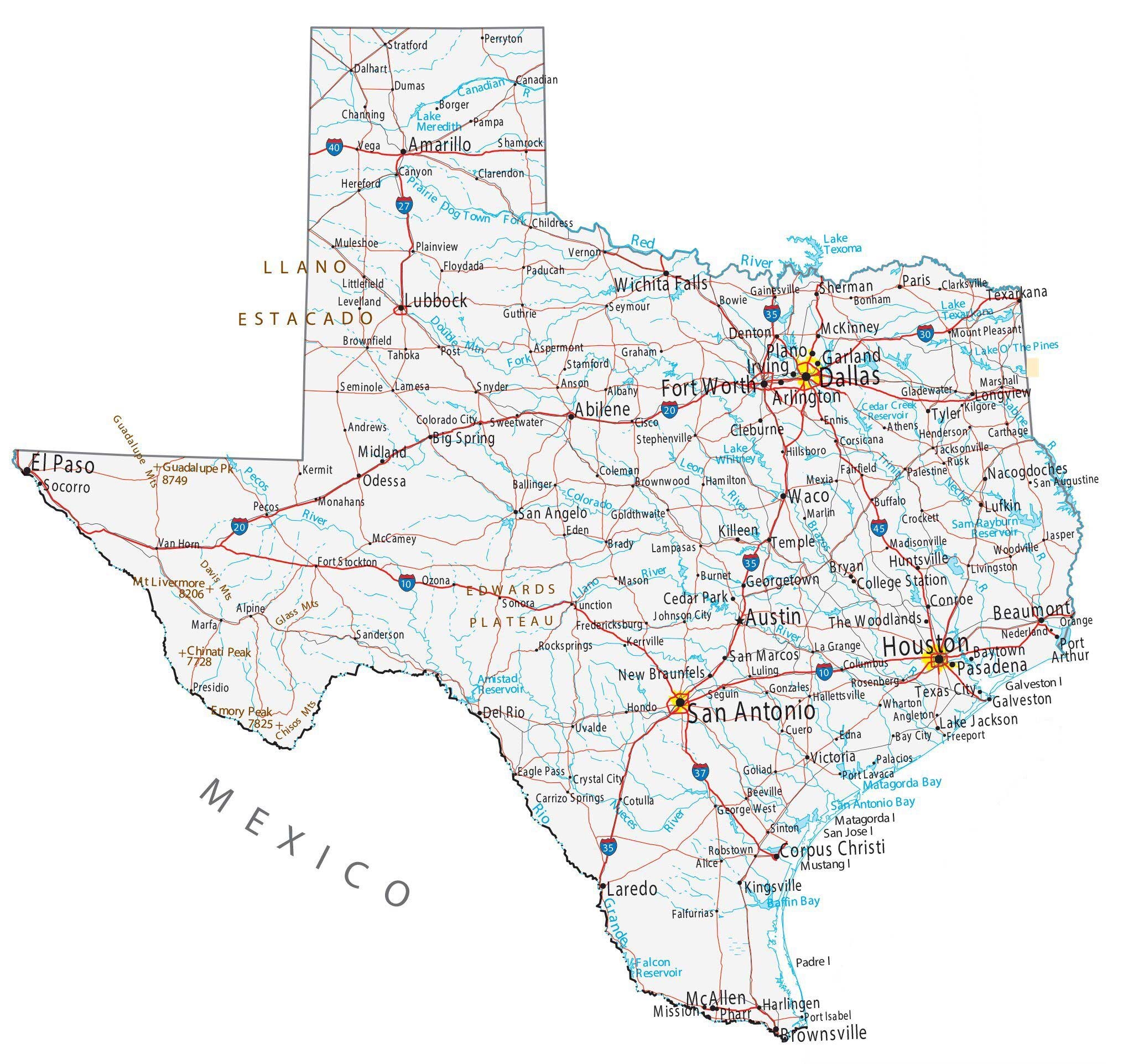 Printable Map Of Texas With Cities