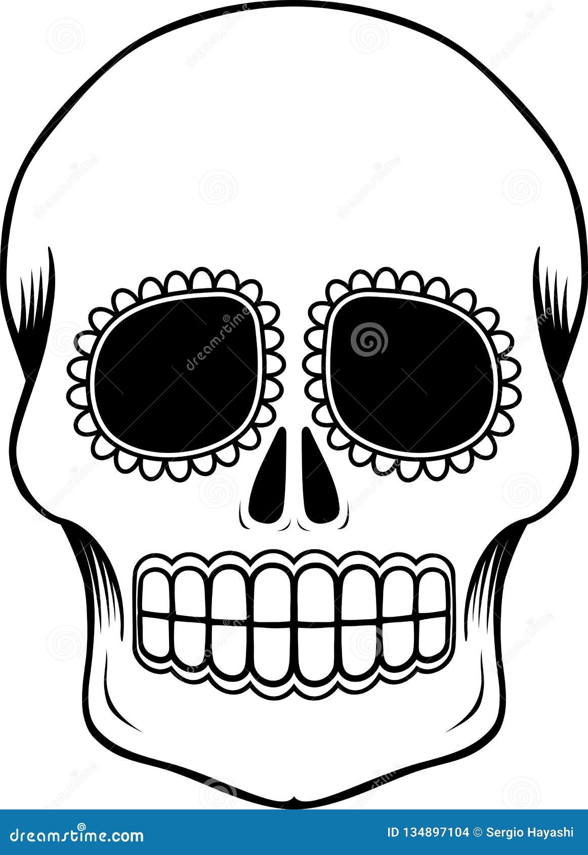 Mexican Sugar Skull Template Stock Vector Illustration Of 
