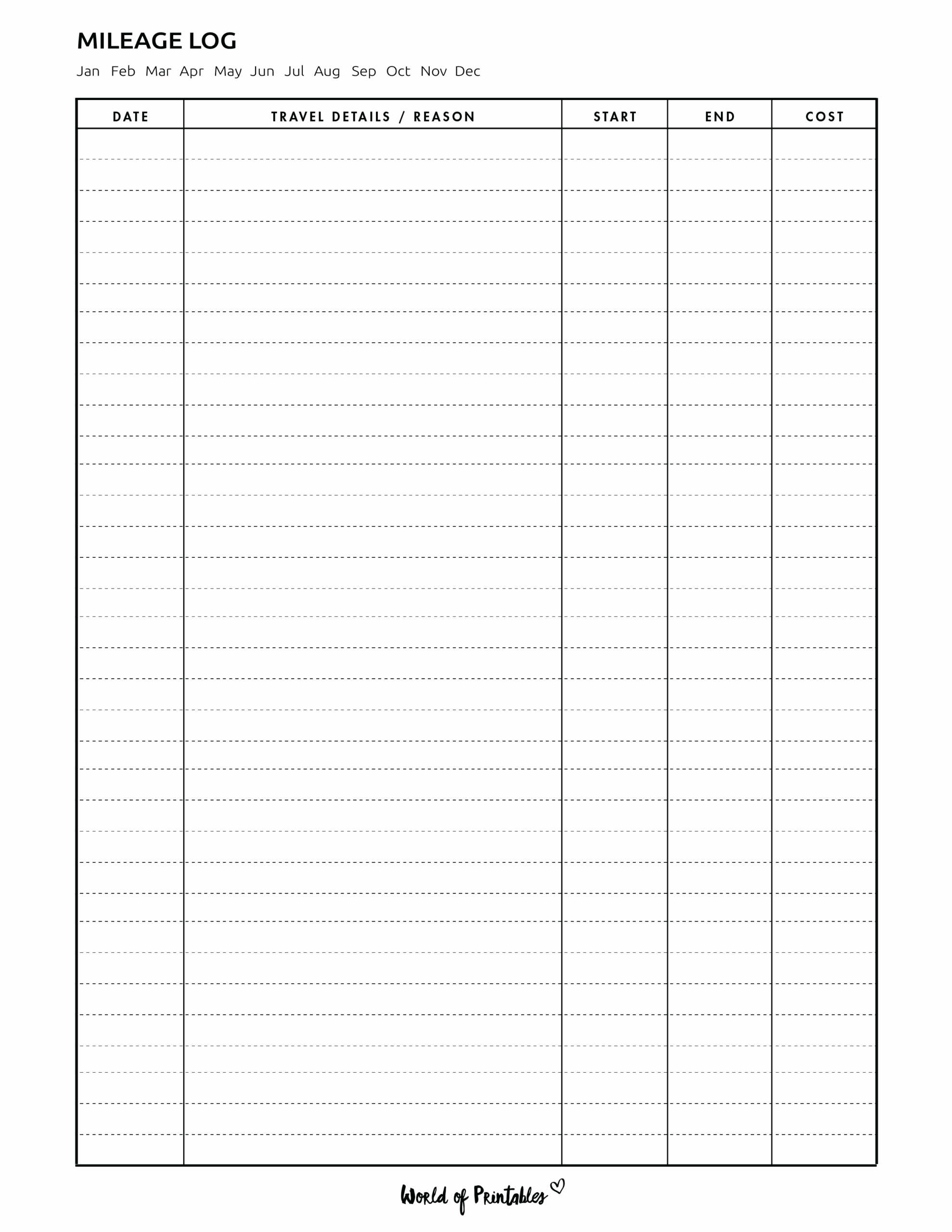 Mileage Log Templates 15 Best Styles World Of Printables