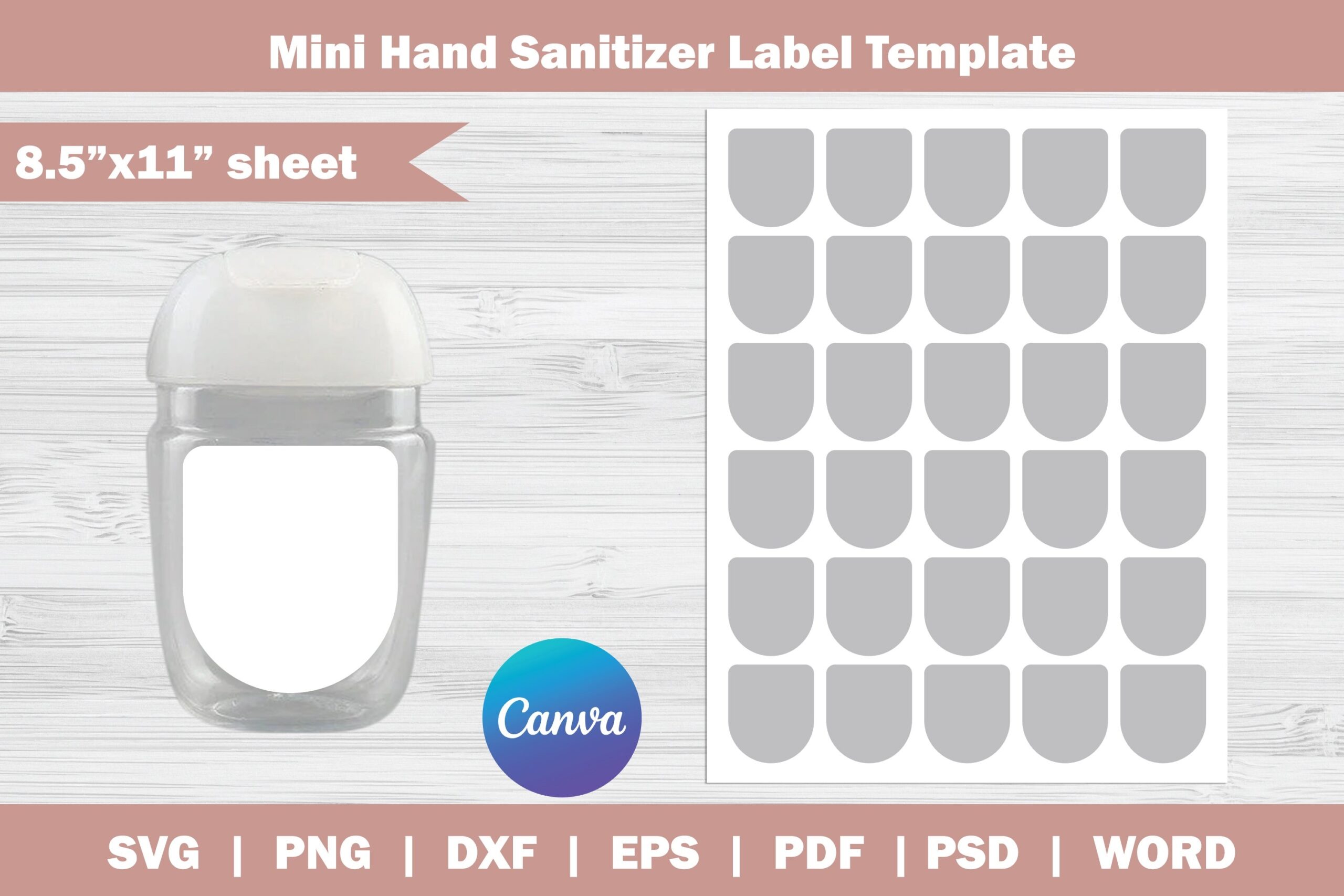 Mini Hand Sanitizer Label Template SVG 8 5