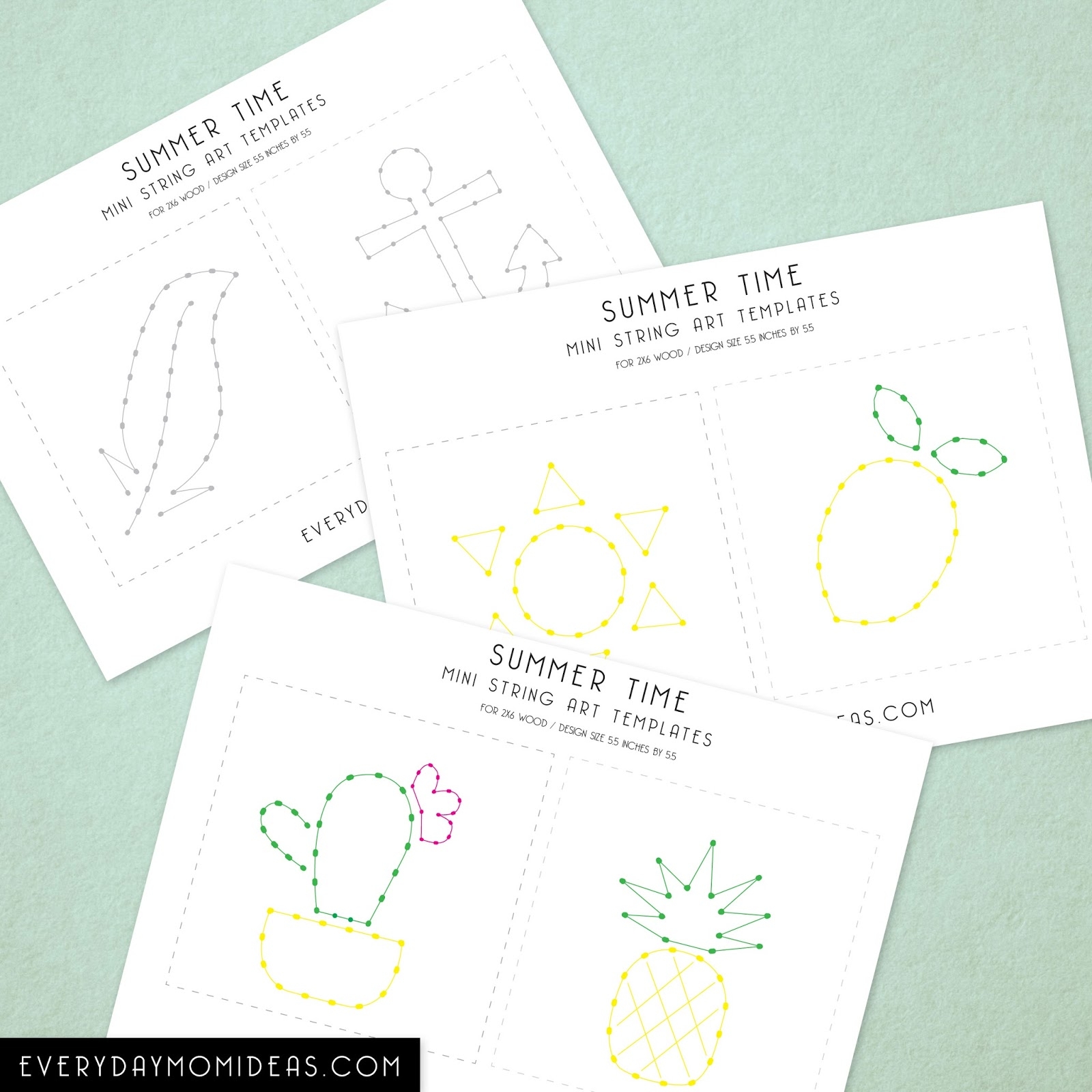 Mini String Art Free Summer Time Templates Printable Part 1 6 Designs House Of Pixel Dust