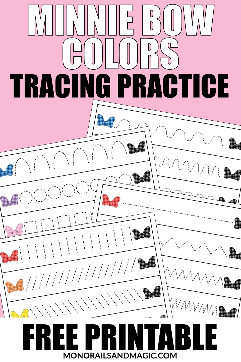 Minnie Bow Colors Tracing Practice Free Printable Monorails And 