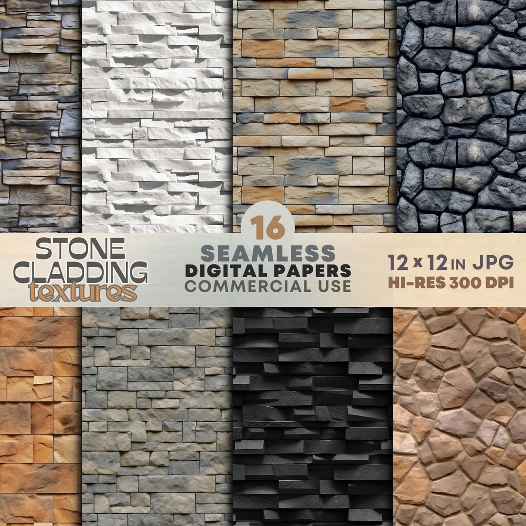 Mixed Stone Walls Arrangements DIGITAL Seamless Patterns Decorative Stone Cladding Textured Backgrounds Printable Modern Stonework Etsy