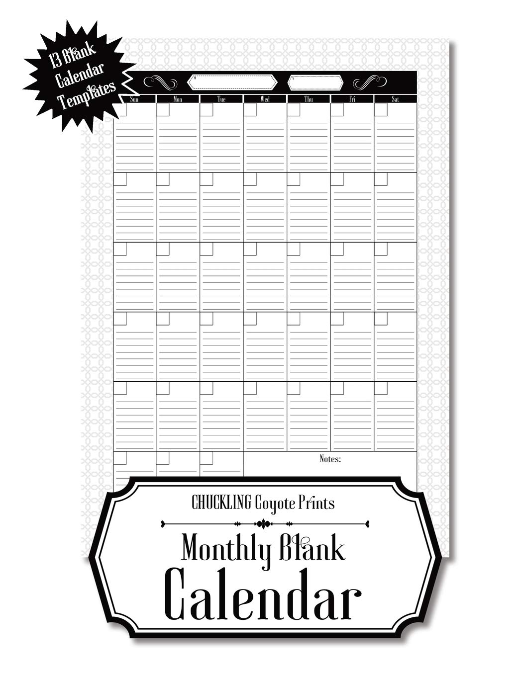 8 By 11 Printable Blank Calendar