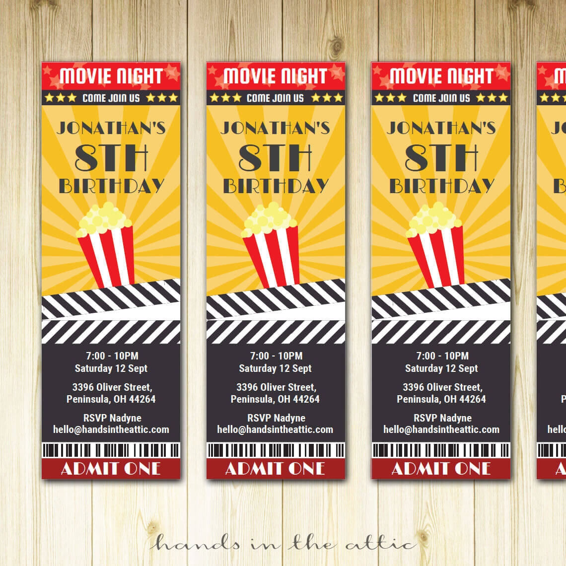 Free Printable Hollywood Theme Tickets Template