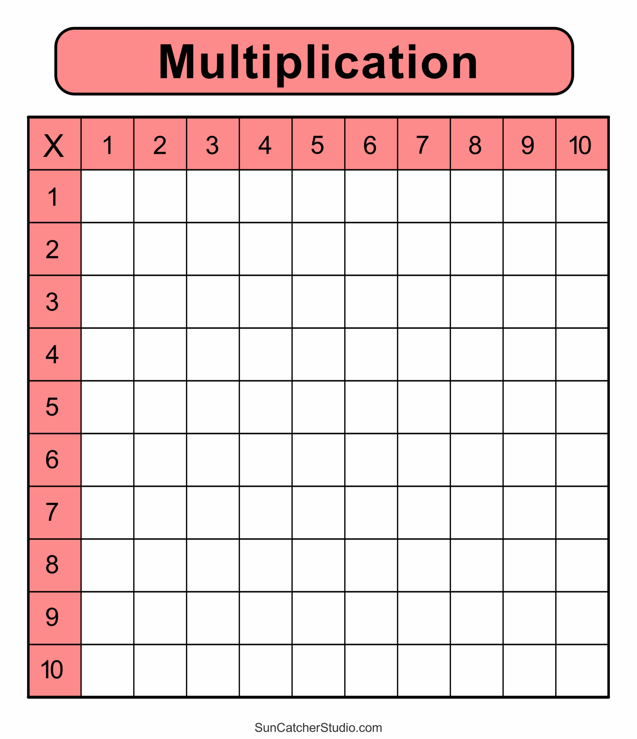 Free Printable Blank Multiplication Chart Printable