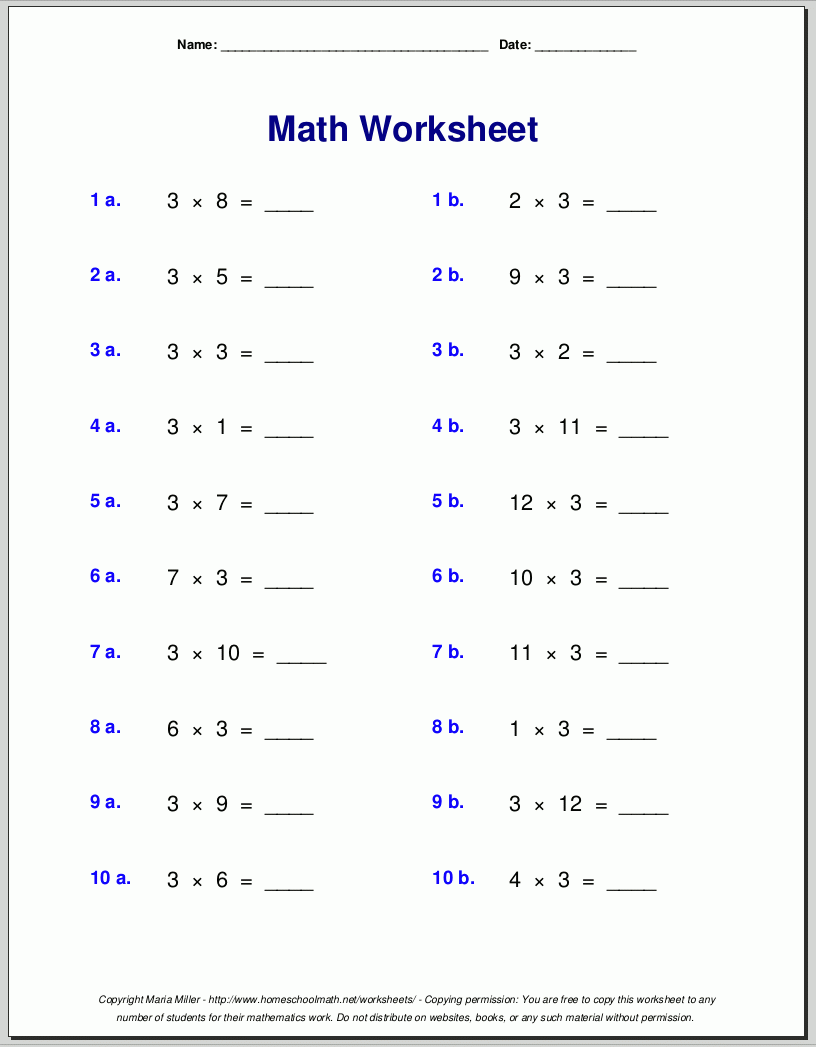 Free Printable 3rd Grade Worksheets