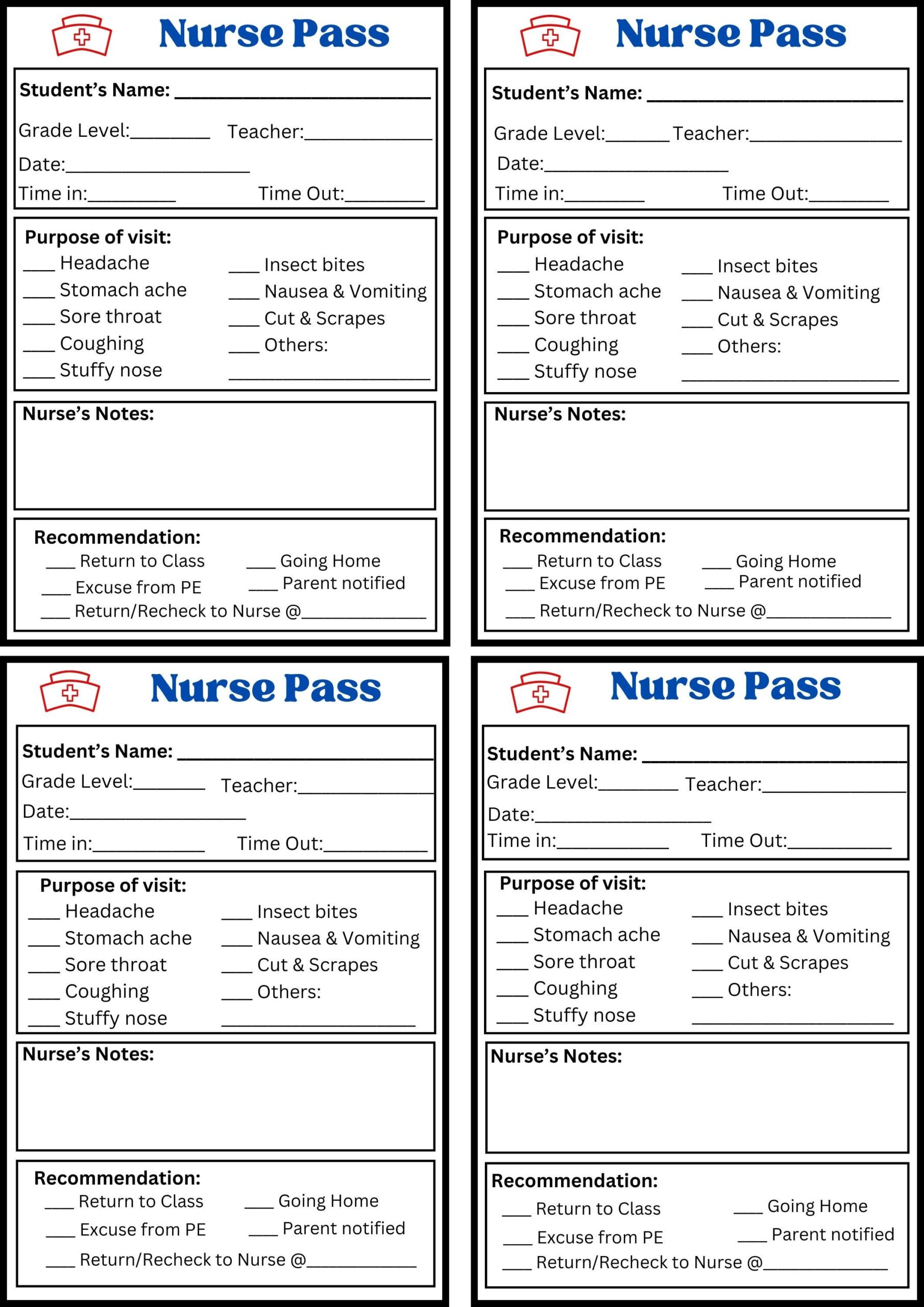 Nurse Pass Etsy