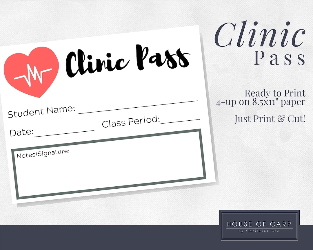 Nurse s Pass Clinic Pass Digital Download Printable Etsy