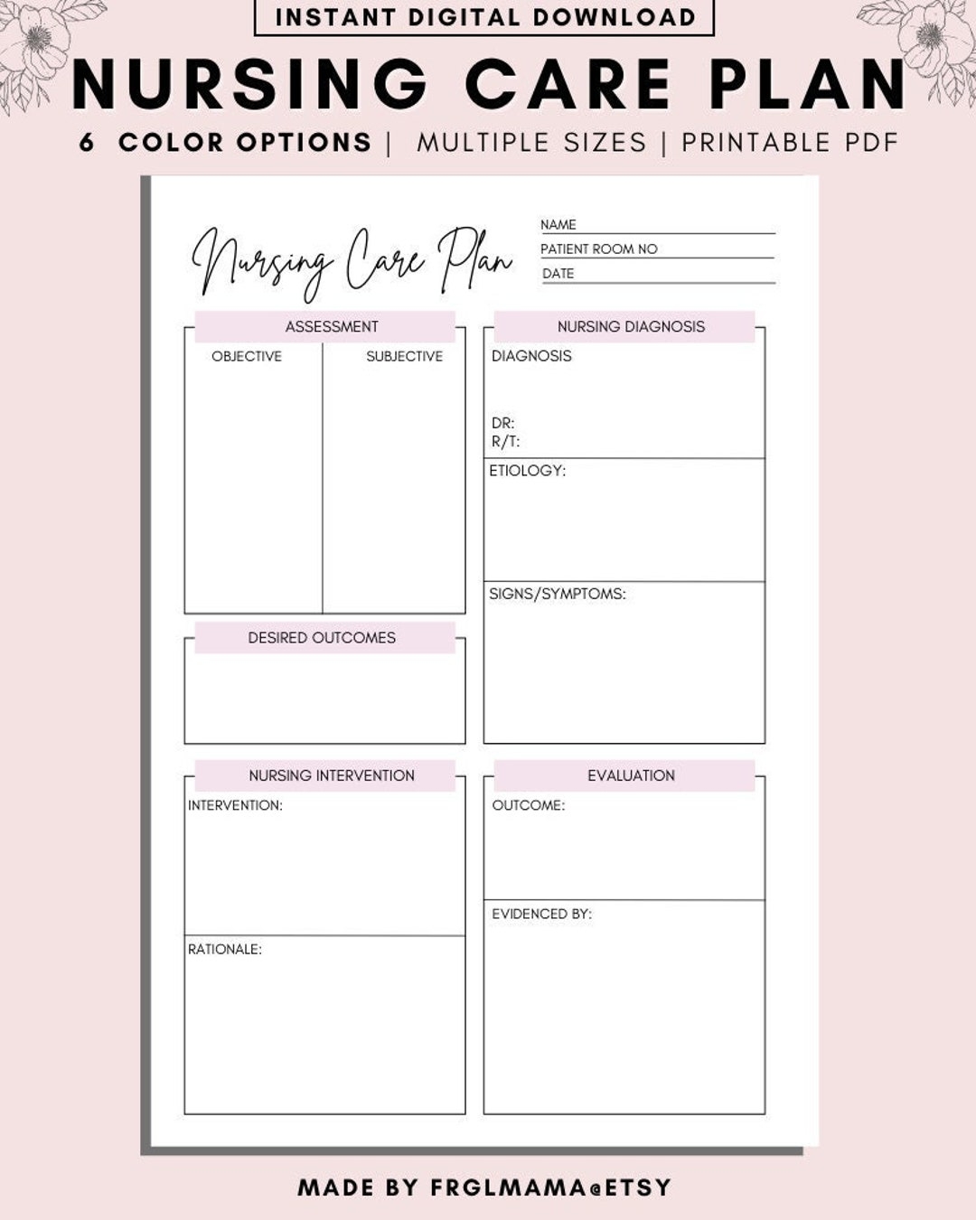Downloadable Blank Printable Care Plan Template