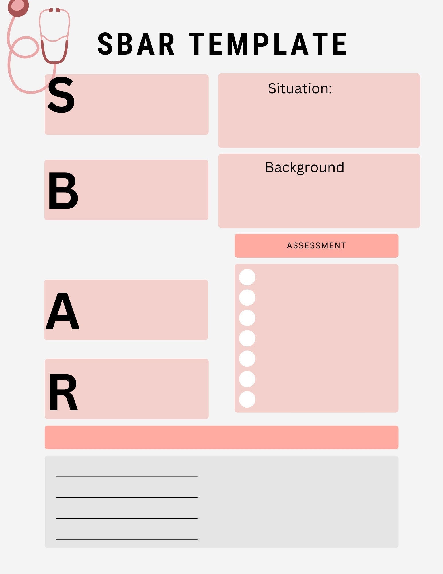 NURSING SBAR TEMPLATE Etsy