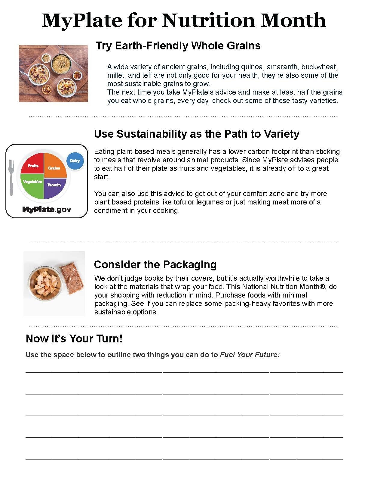 Free Printable Nutrition Worksheets For Adults