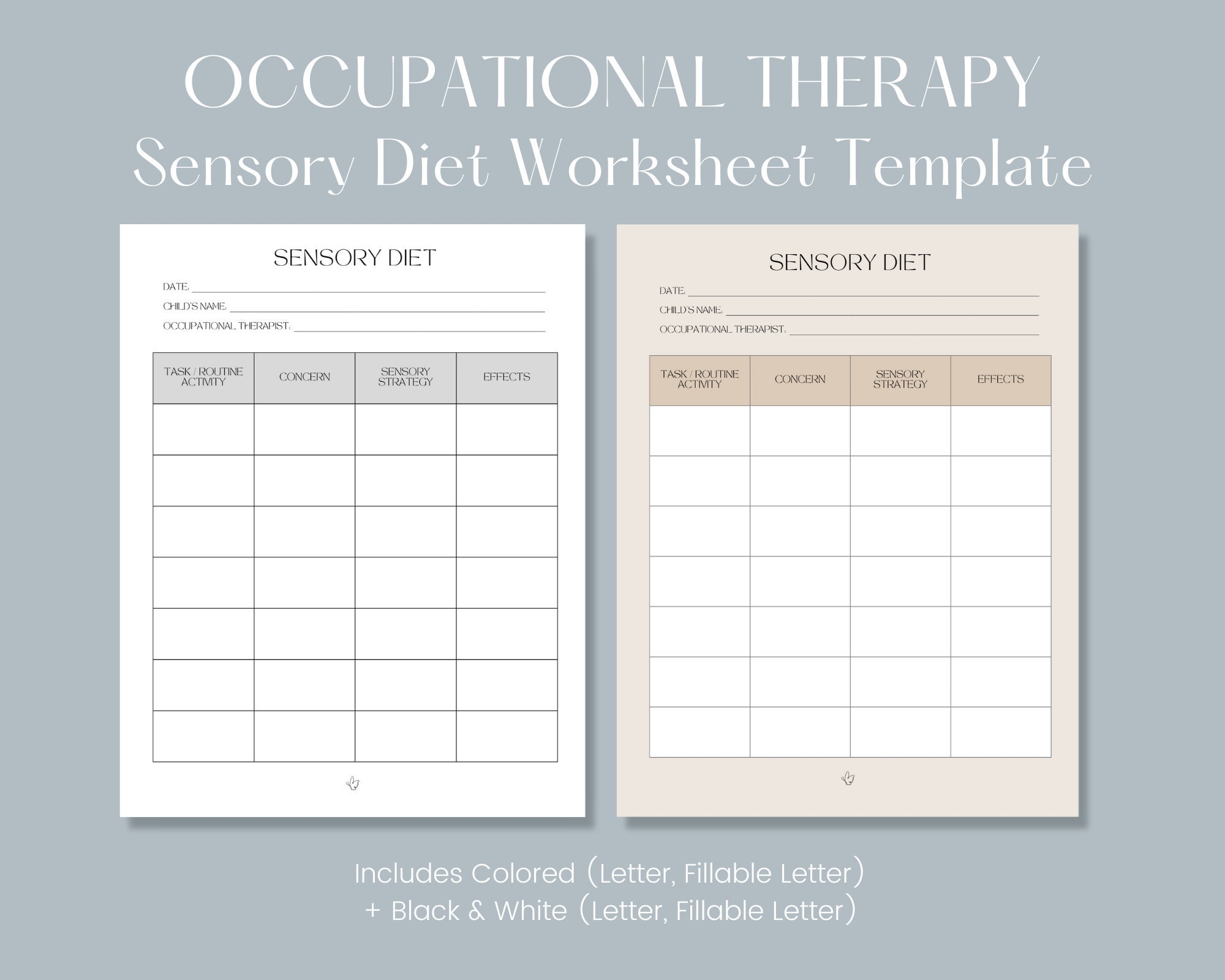 Printable Blank Sensory Diet Template