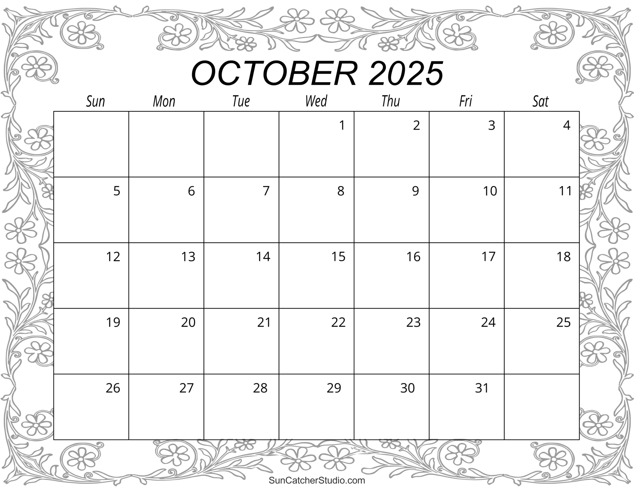 Blank Free Printable Oct Calendar