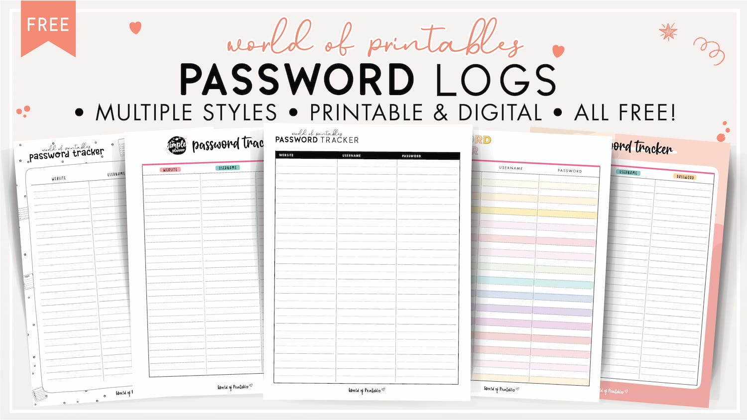 Password List Template Free Printable