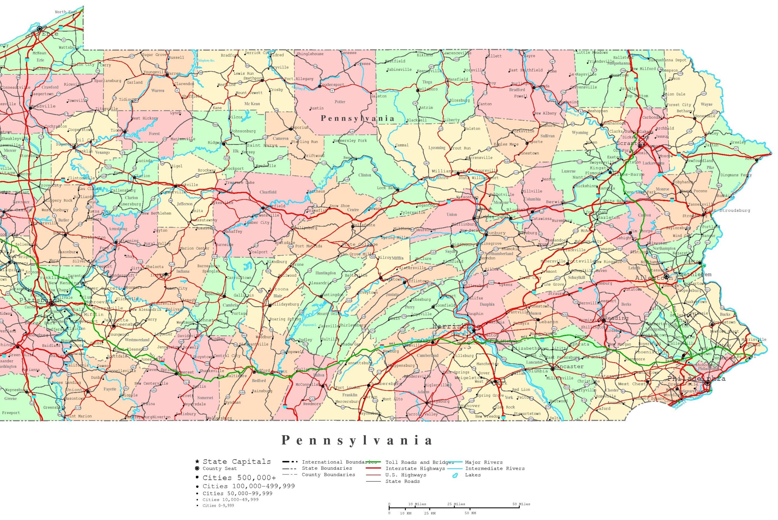 Map Of Pennsylvania Printable