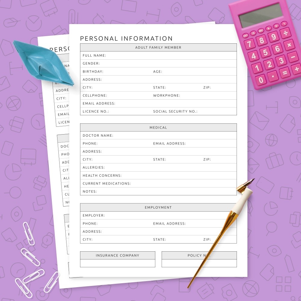 Informatin Template Free Printable