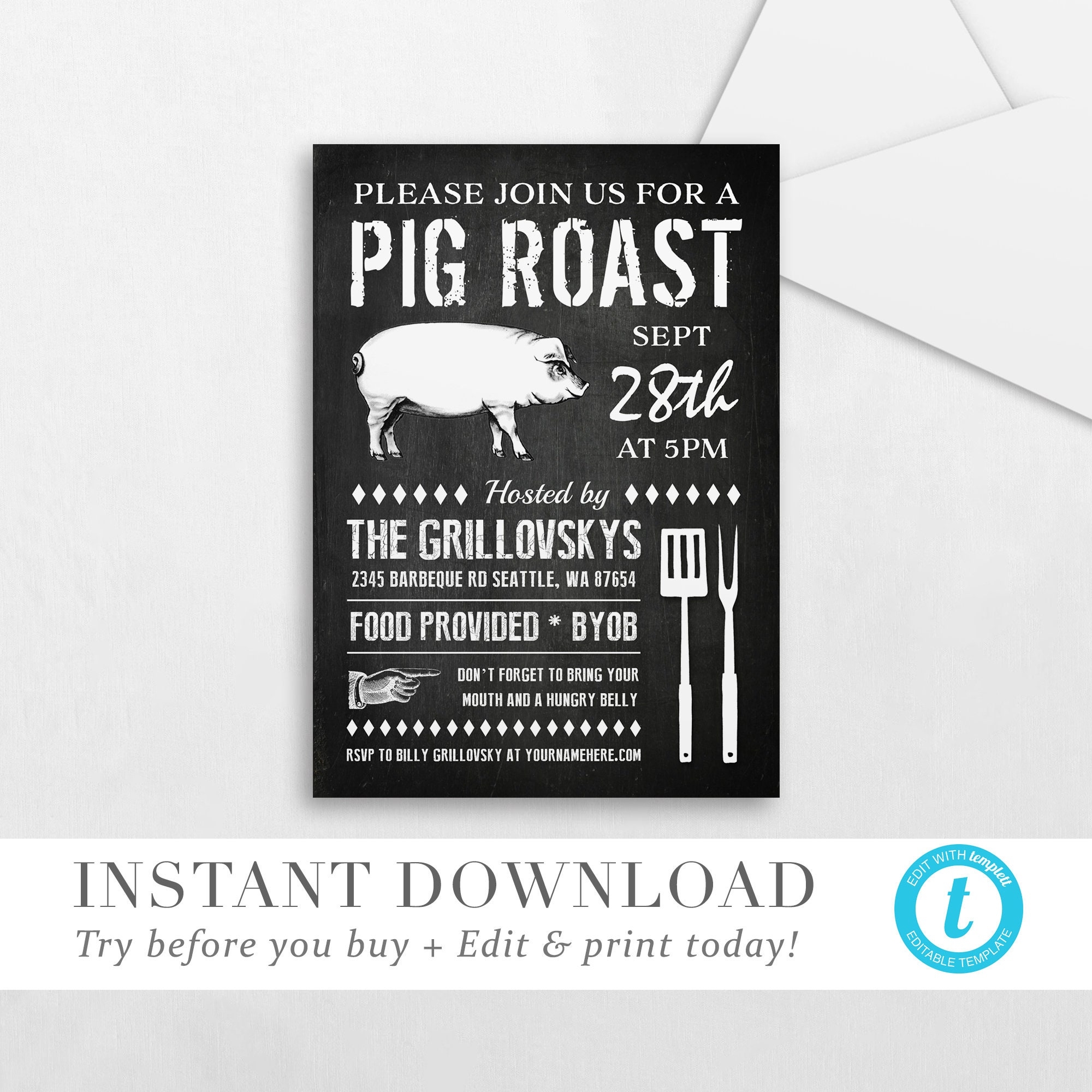 Free Printable Pig Roast Invitation Template