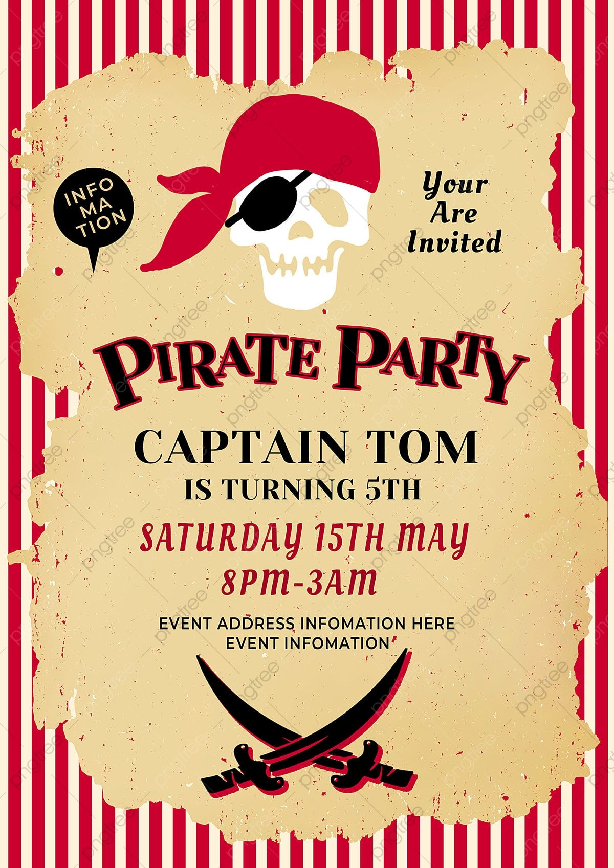 Pirate Theme Birthday Party Illustration Invitation Template Download On Pngtree
