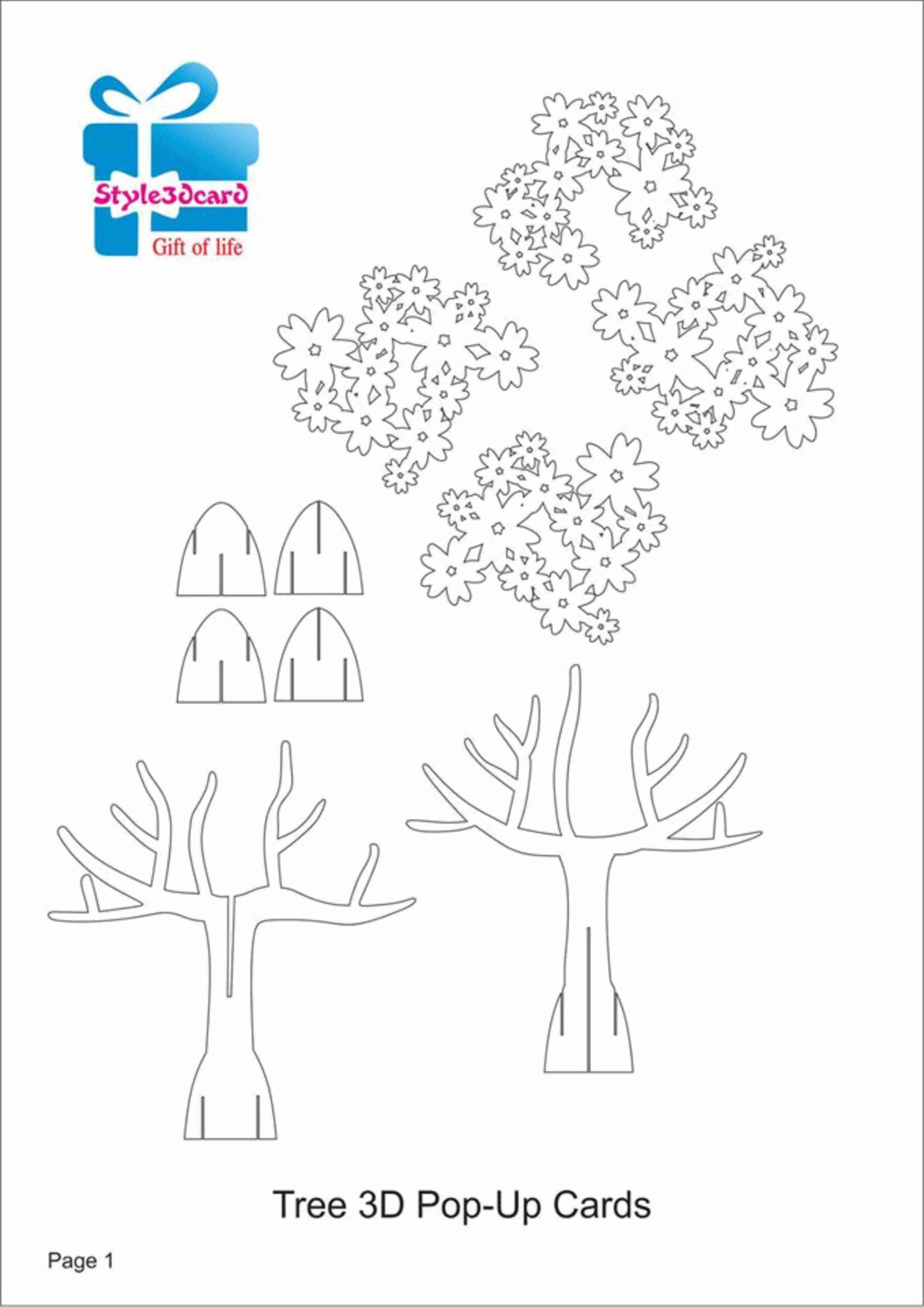 Pop Up Papercraft Tree 3d Pop Up Card Kirigami Pattern 1 Printable Papercrafts Printable Papercrafts