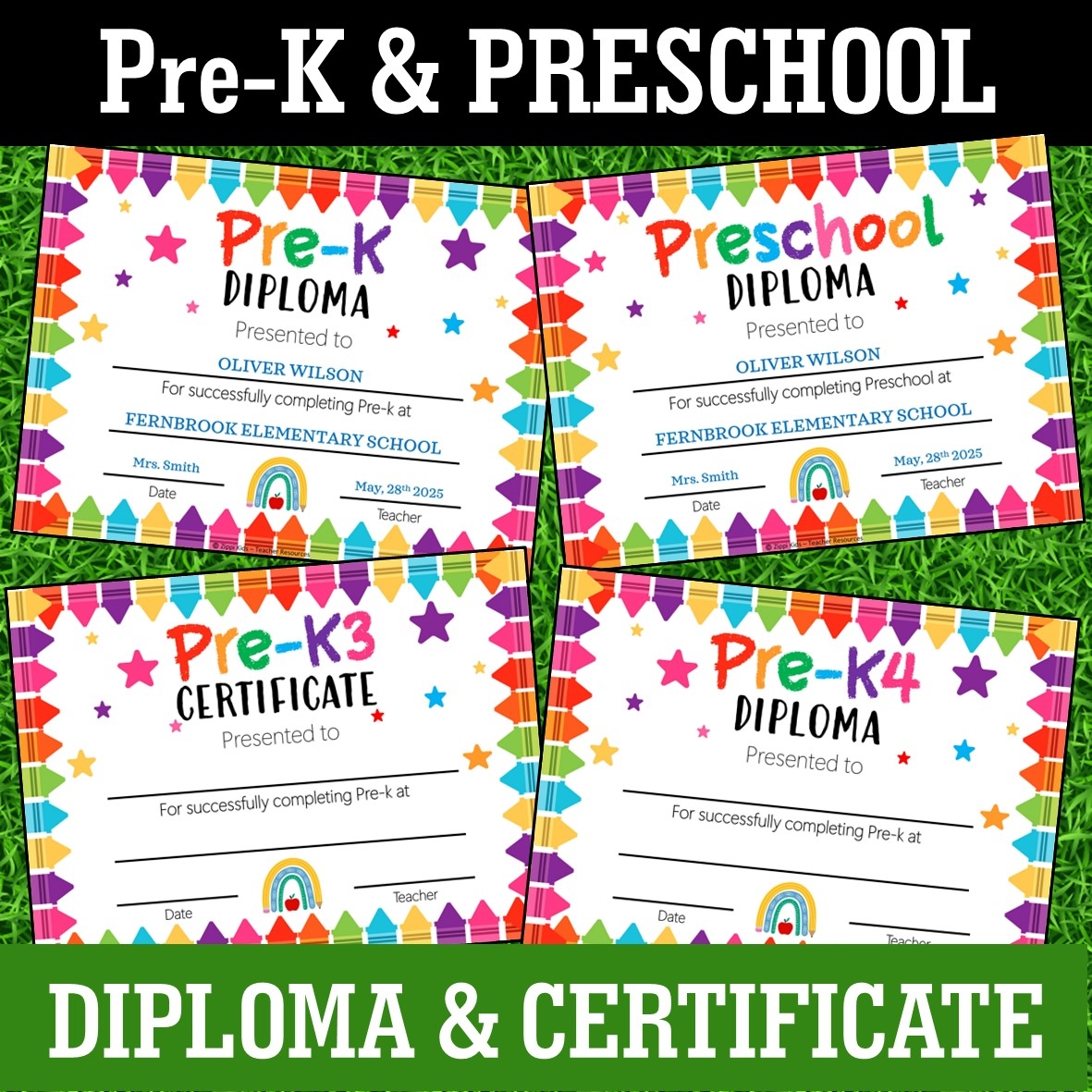 Pre K Preschool Diploma Certificate End Of Year Pre K Graduation Promotion Zippi Kids