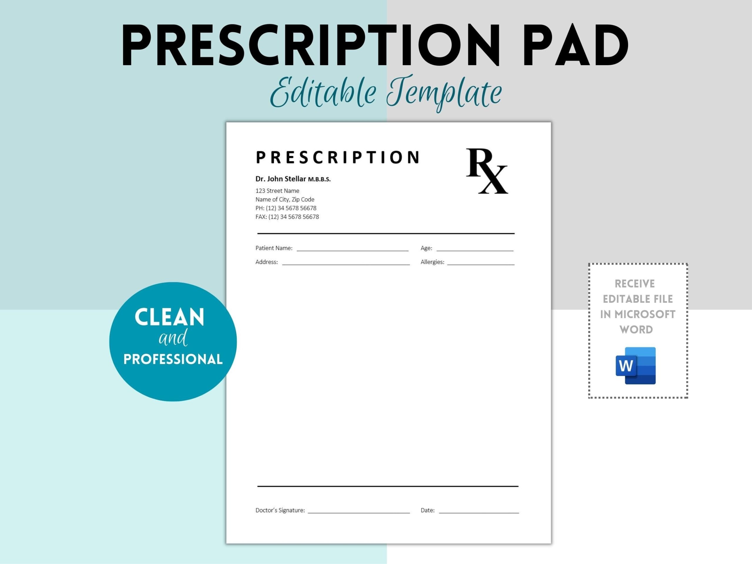 Template Printable Blank Prescription Pad