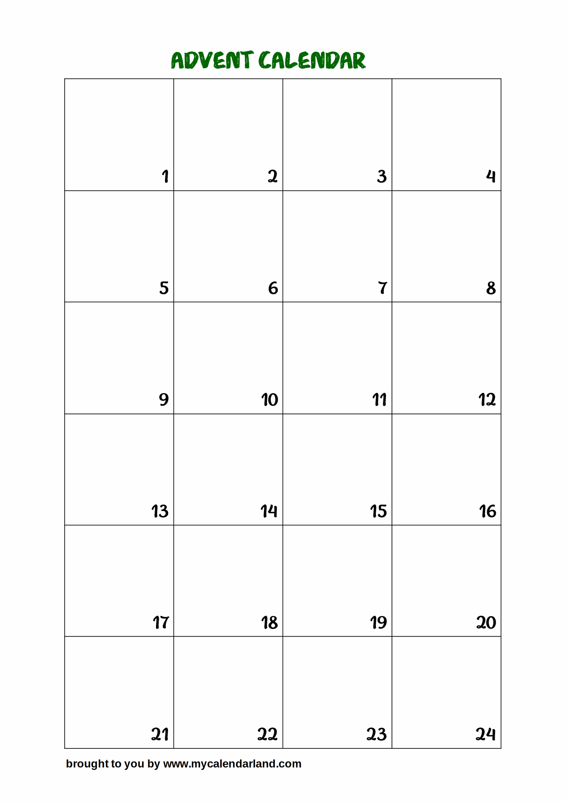 Free Printable Blank Advent Calendar