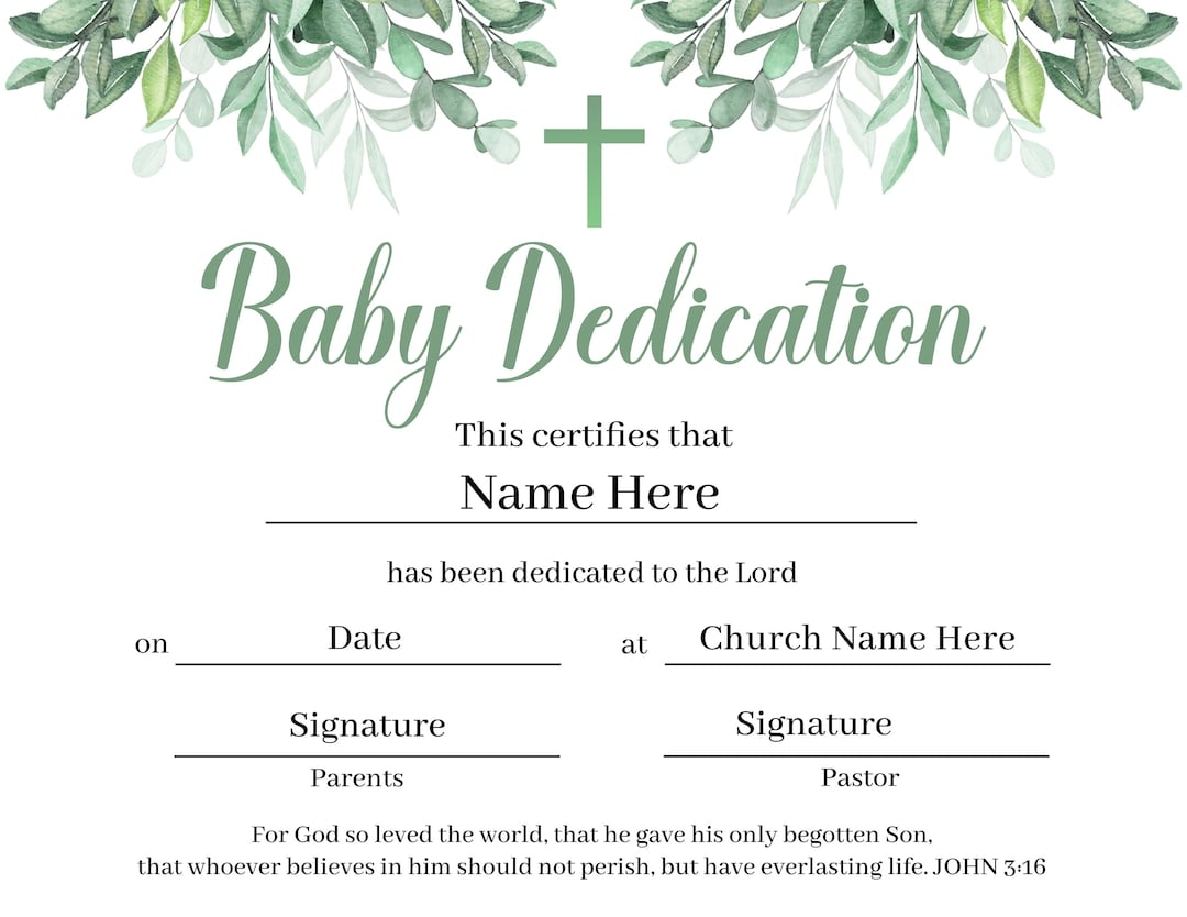 Free Printable Baby Dedication Certificate Templates