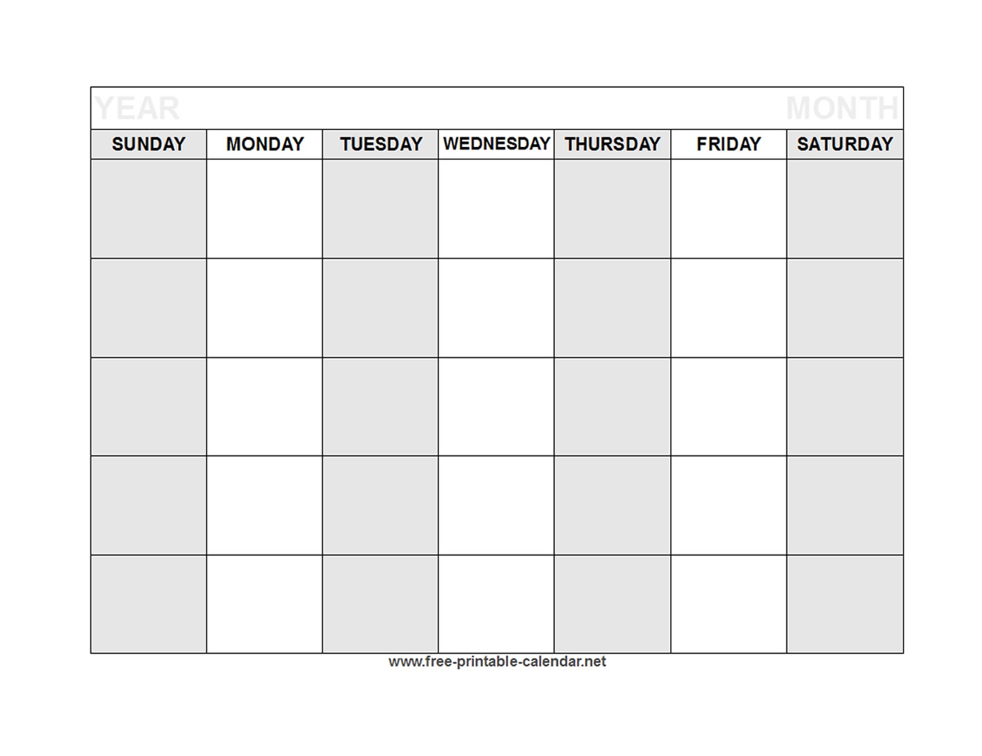 Free Printable Blank Calendar Pdf
