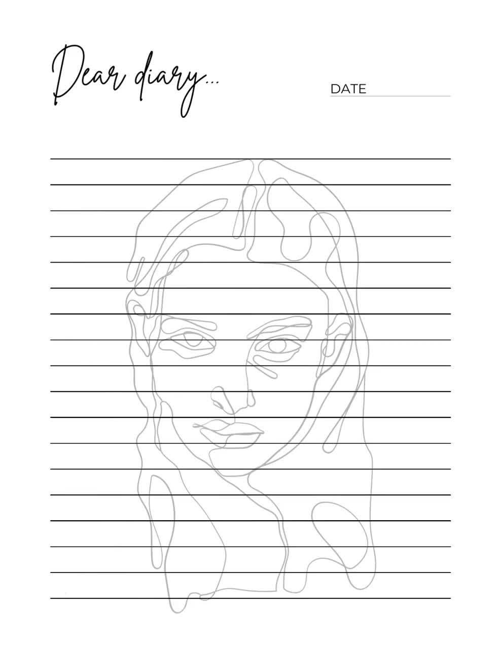 PRINTABLE BLANK DIARY Notes Inserts Face Drawings Printable Planner Instant Download Template Pdf File 8 5x11 Organize
