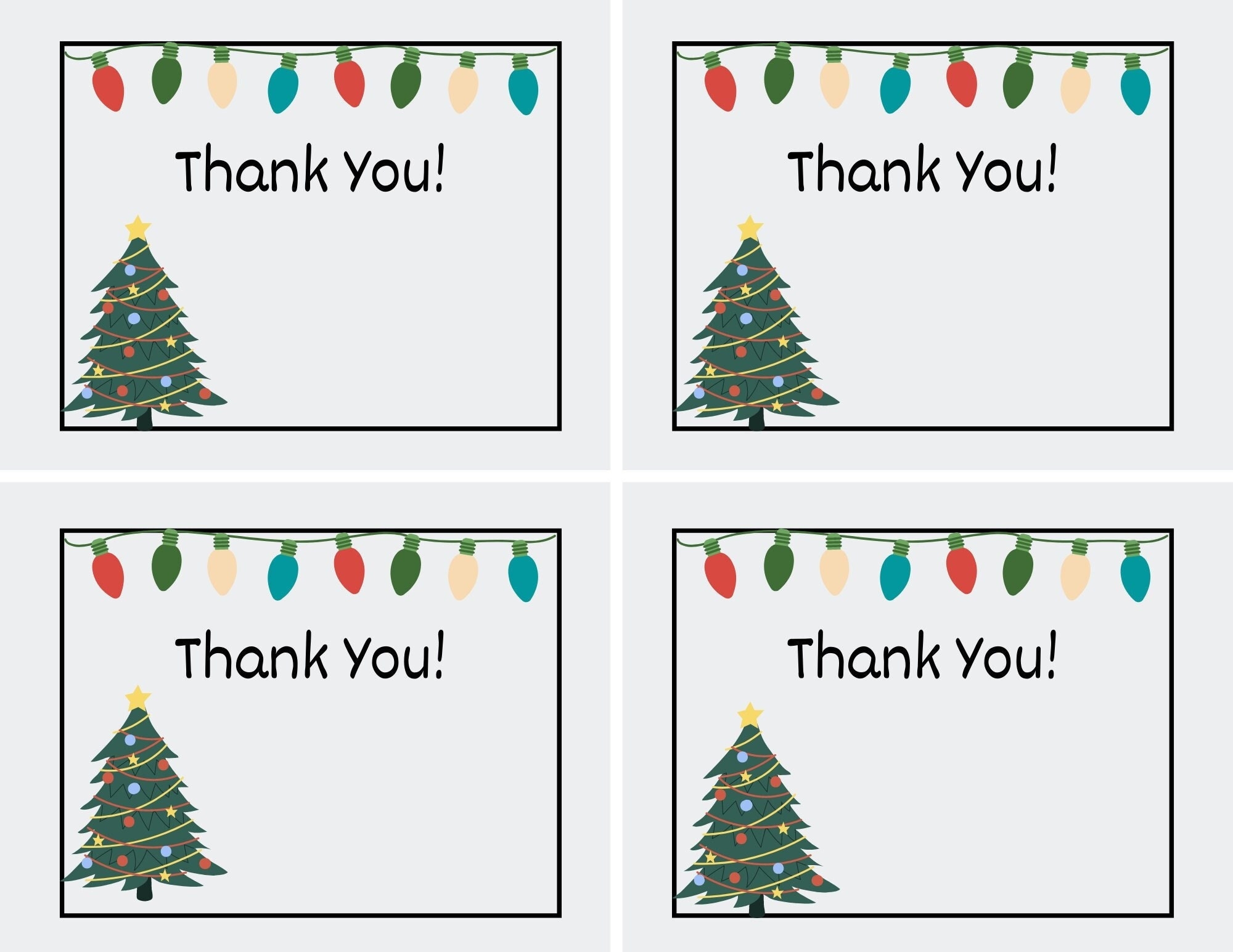 Free Printable Christmas Thank You Cards