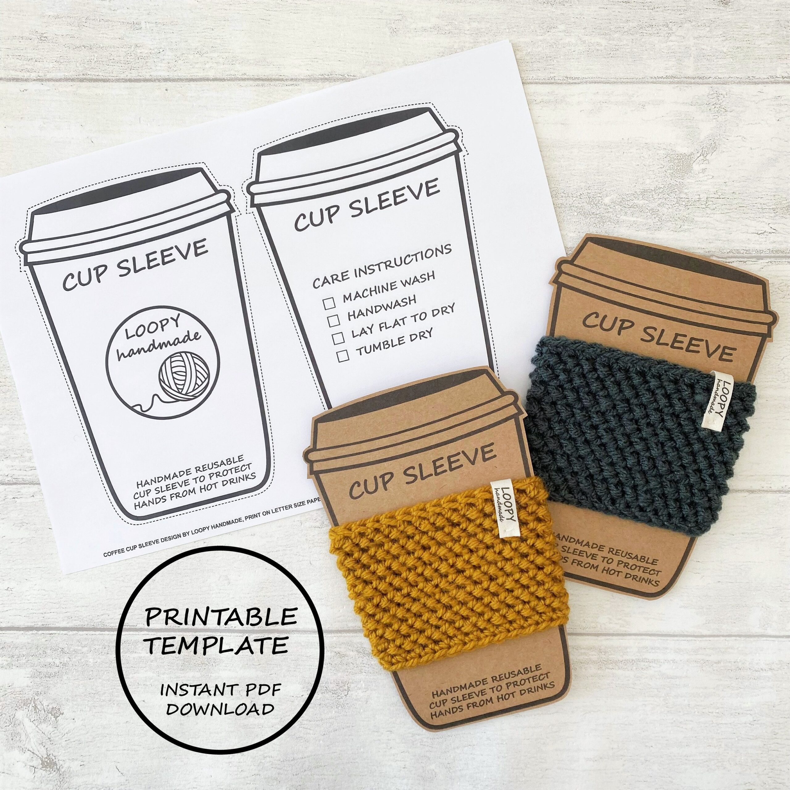 PRINTABLE Coffee Cup Sleeve Display Template Etsy