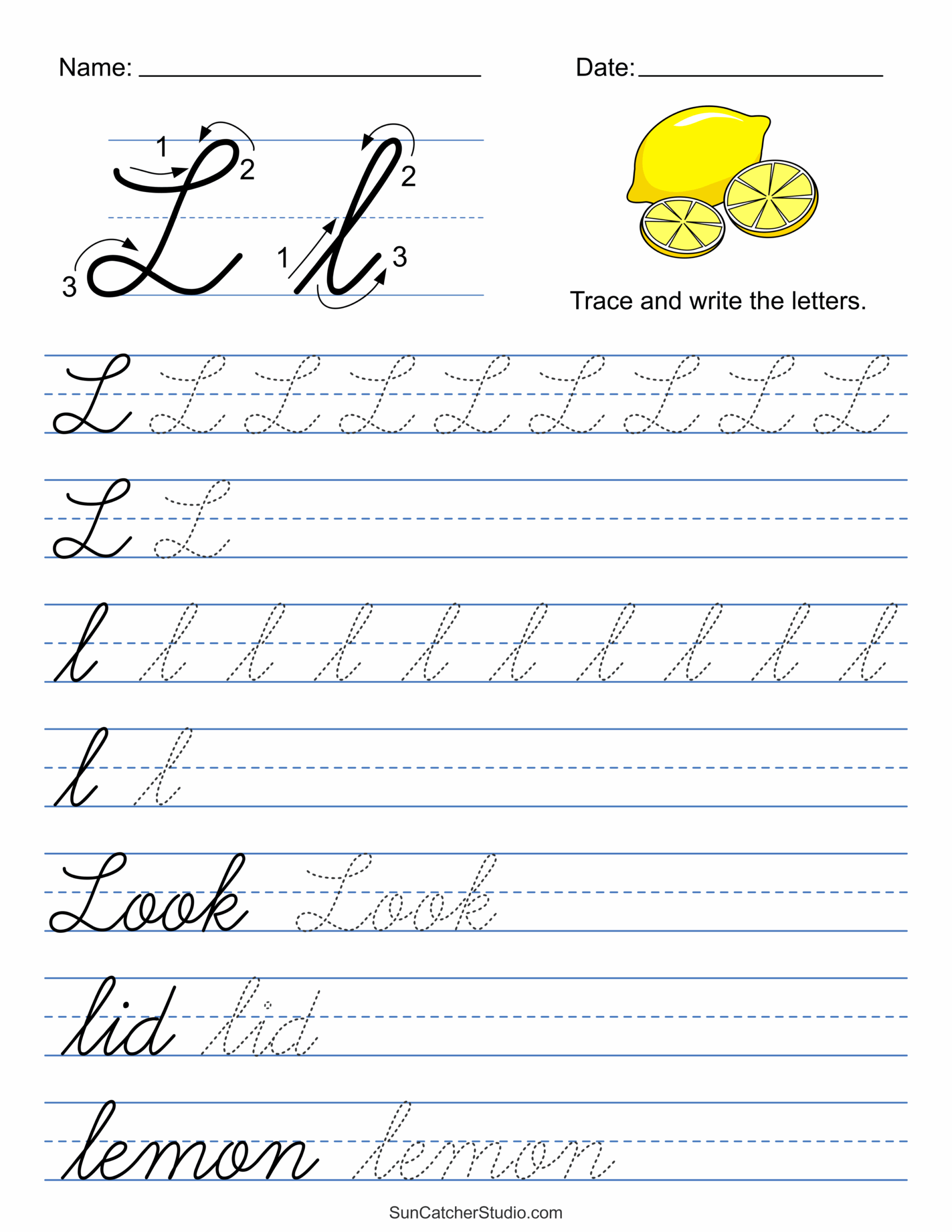 Printable Cursive Handwriting Worksheets Practice Letters Free 