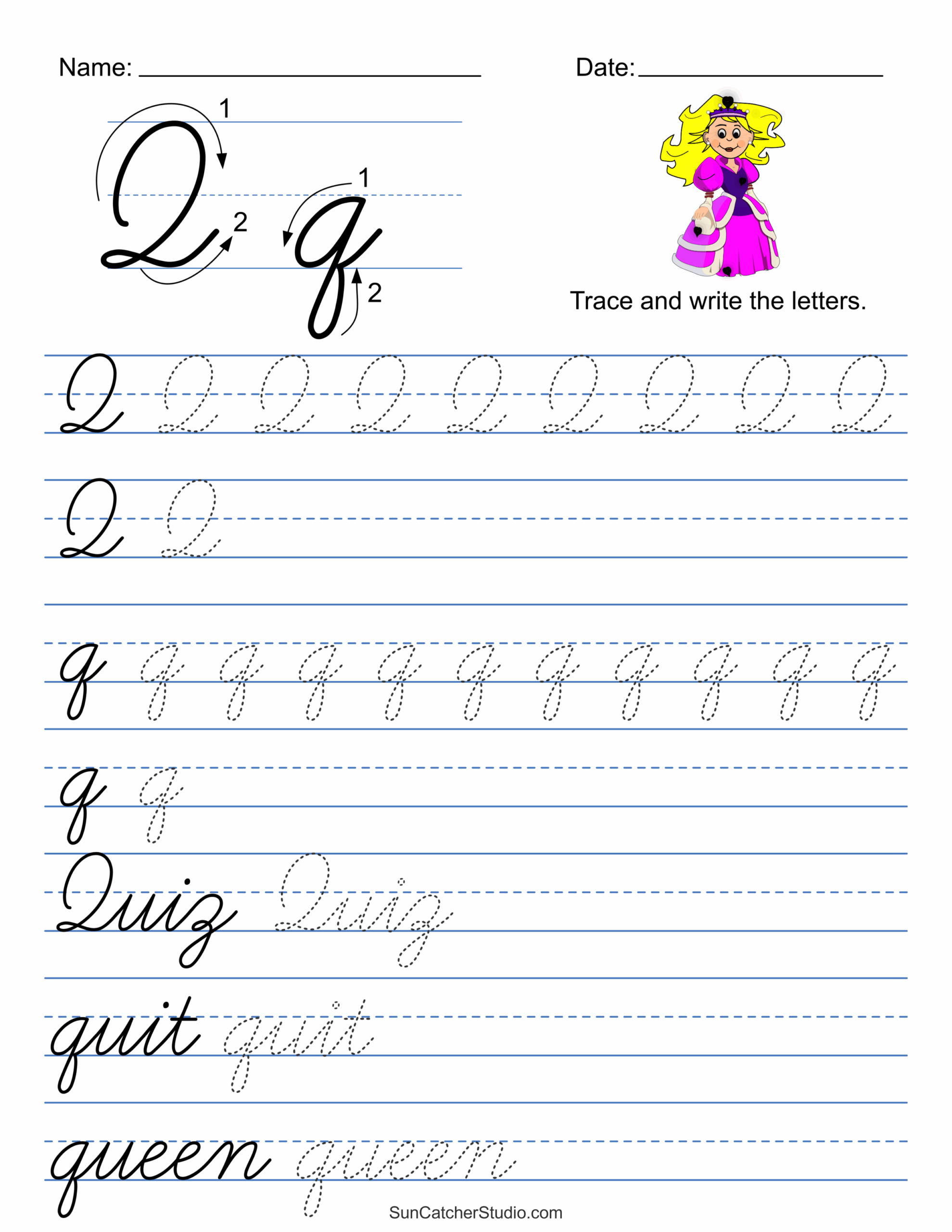 Free Cursive Printable Template