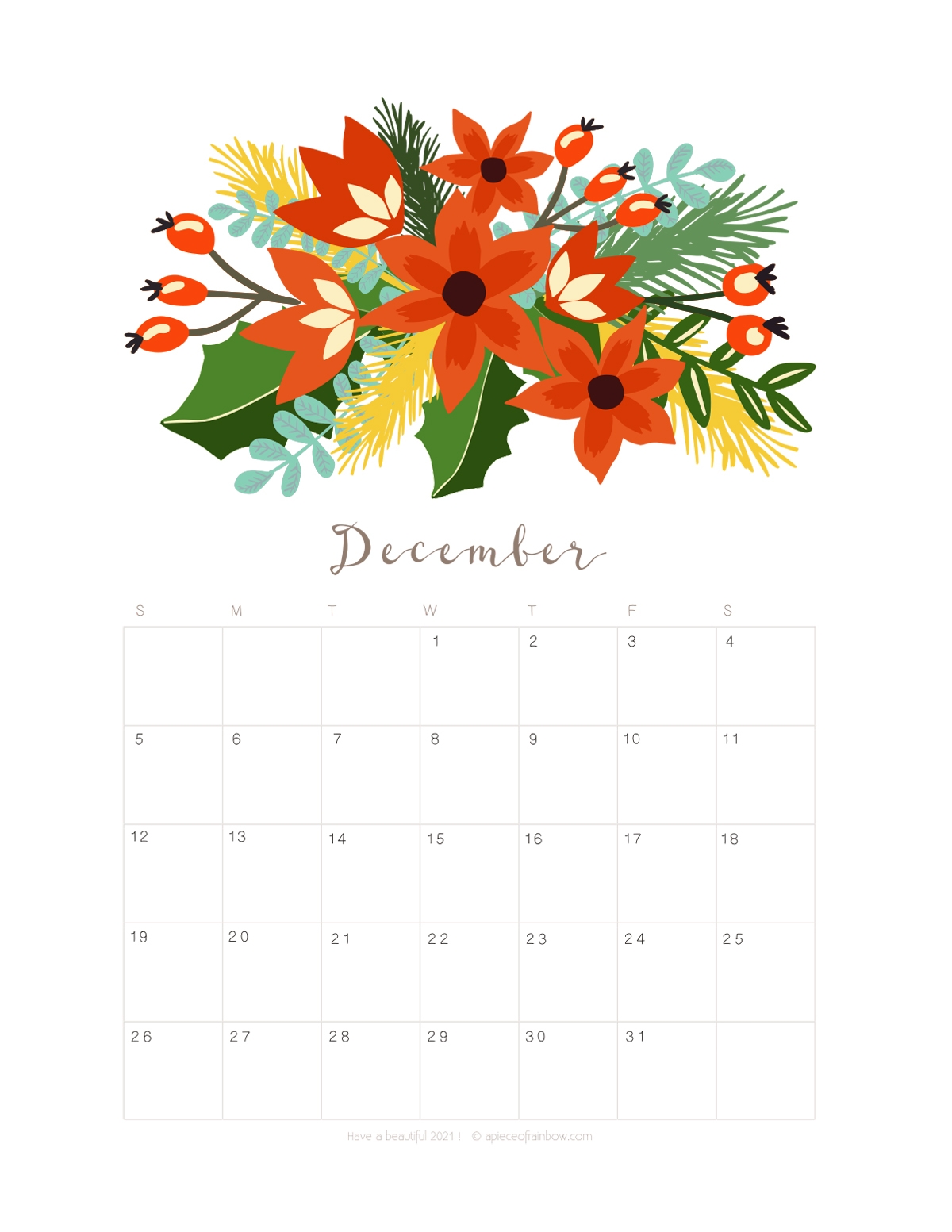 Printable December 2021 Calendar Monthly Planner 2 Designs 